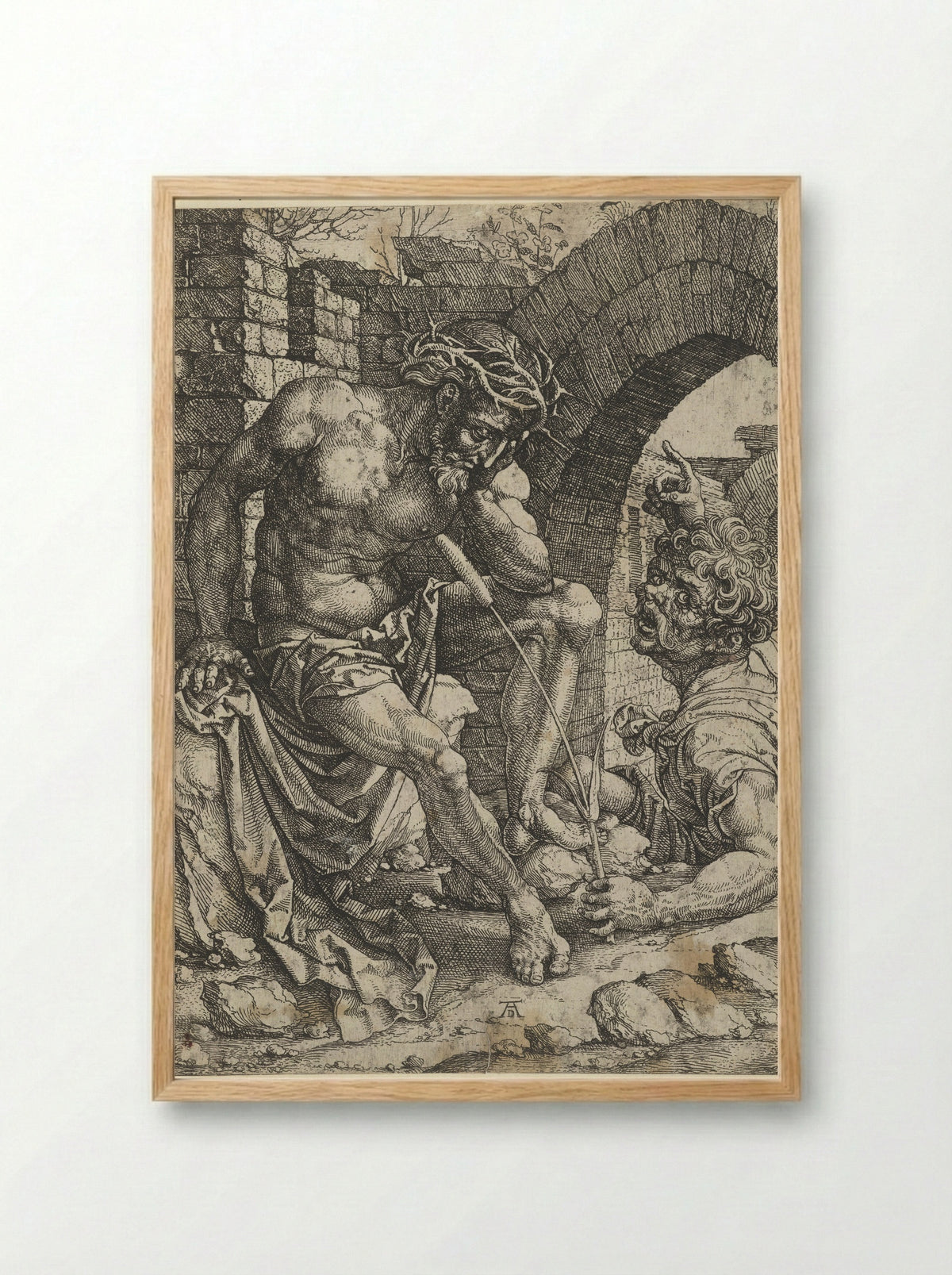 Christ as the Man of Sorrows Seated - Albrecht Dürer - Framed Print Wood