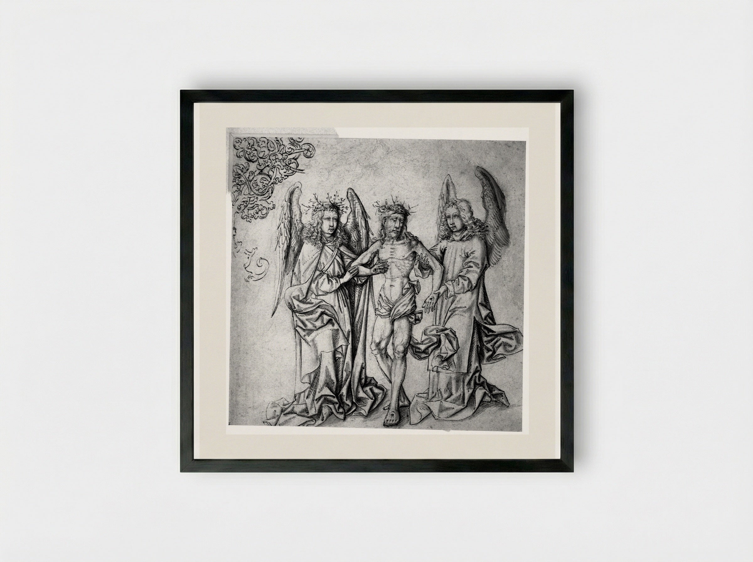 Christ as the Man of Sorrows - Martin Schongauer - Framed Print Black