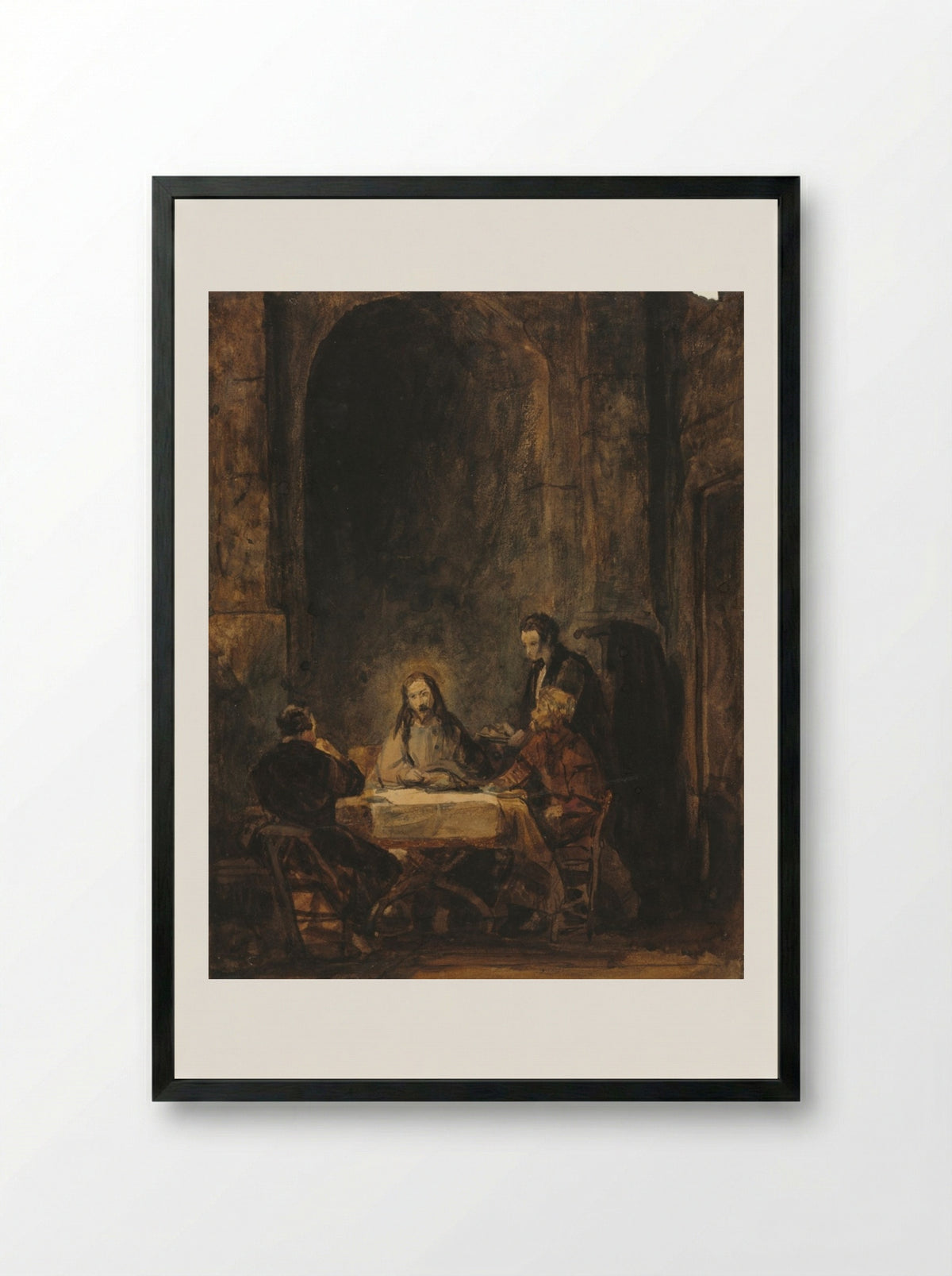 Christ at Emmaus - Benjamin West - Framed Print Black