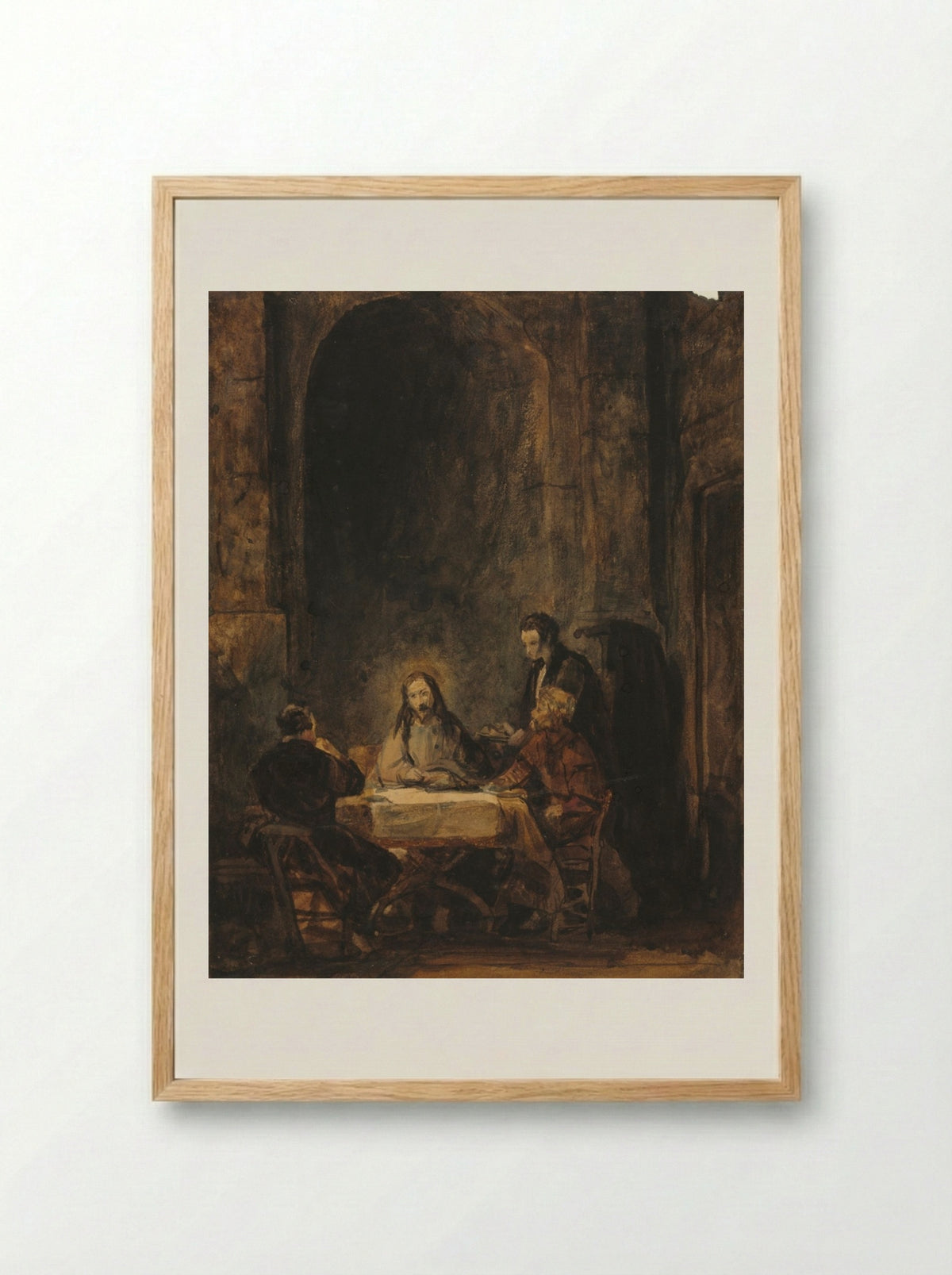 Christ at Emmaus - Benjamin West - Framed Print Wood