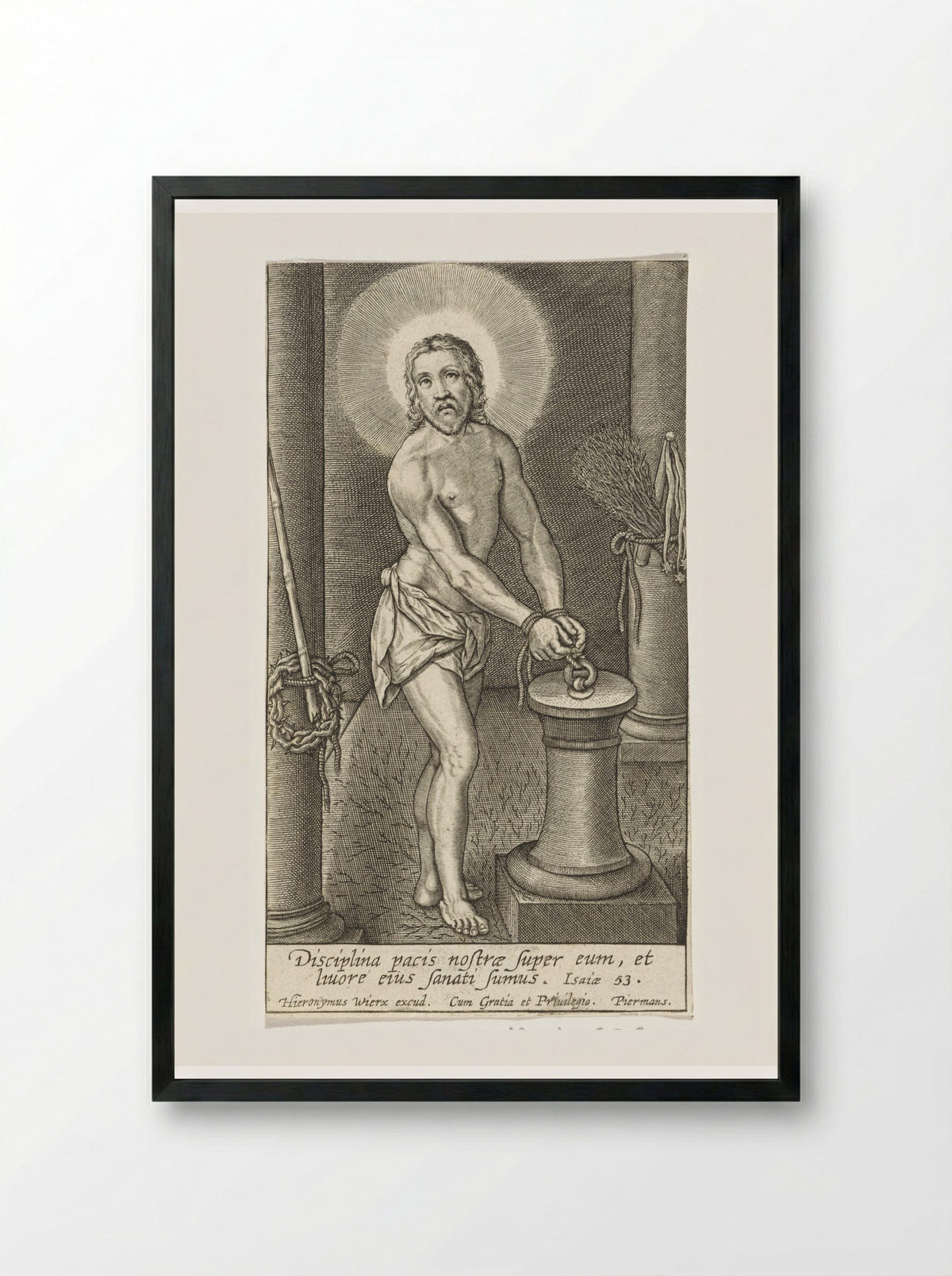 Christ at the Column - Hieronymus Wierix - Framed Print Black