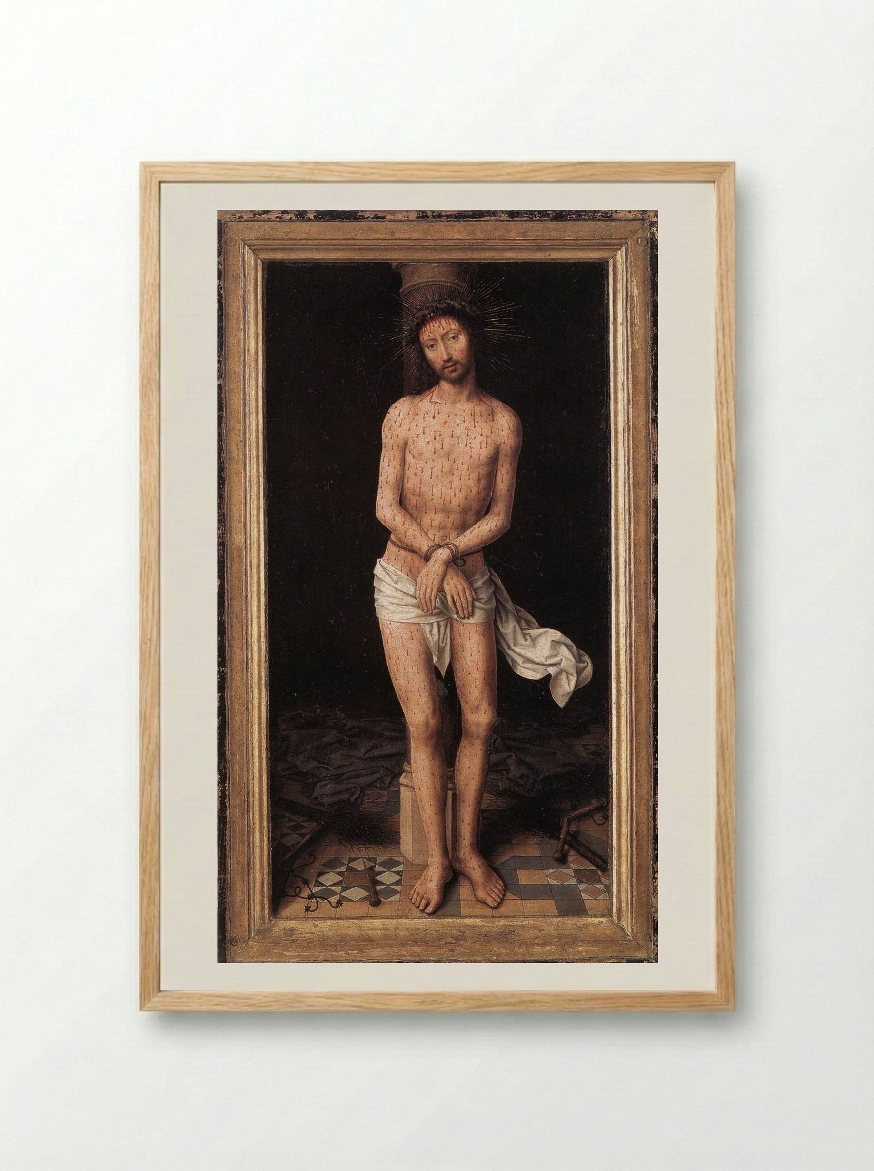 Christ at the Column - Hans Memling - Framed Print Wood