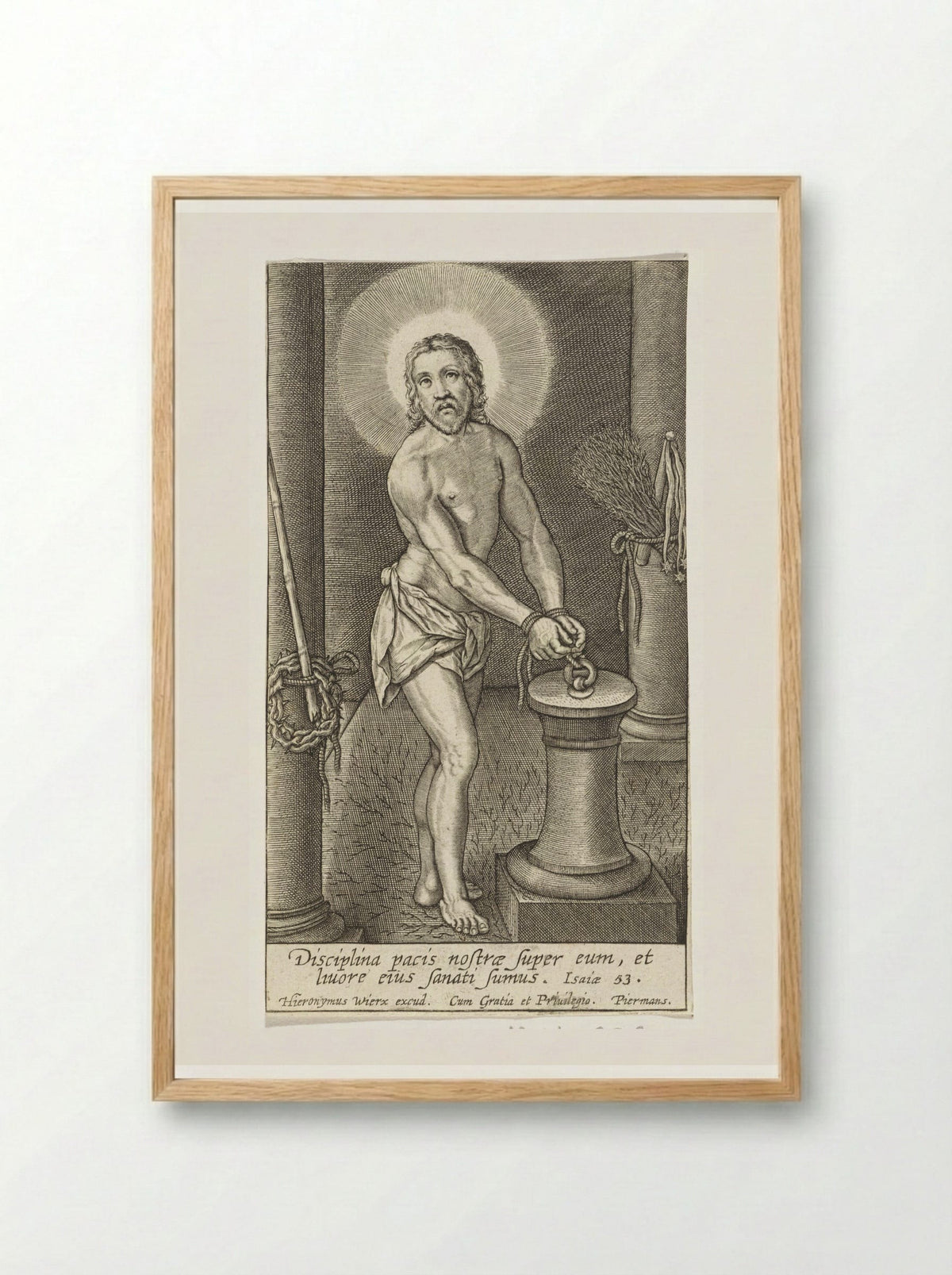 Christ at the Column - Hieronymus Wierix - Framed Print Wood