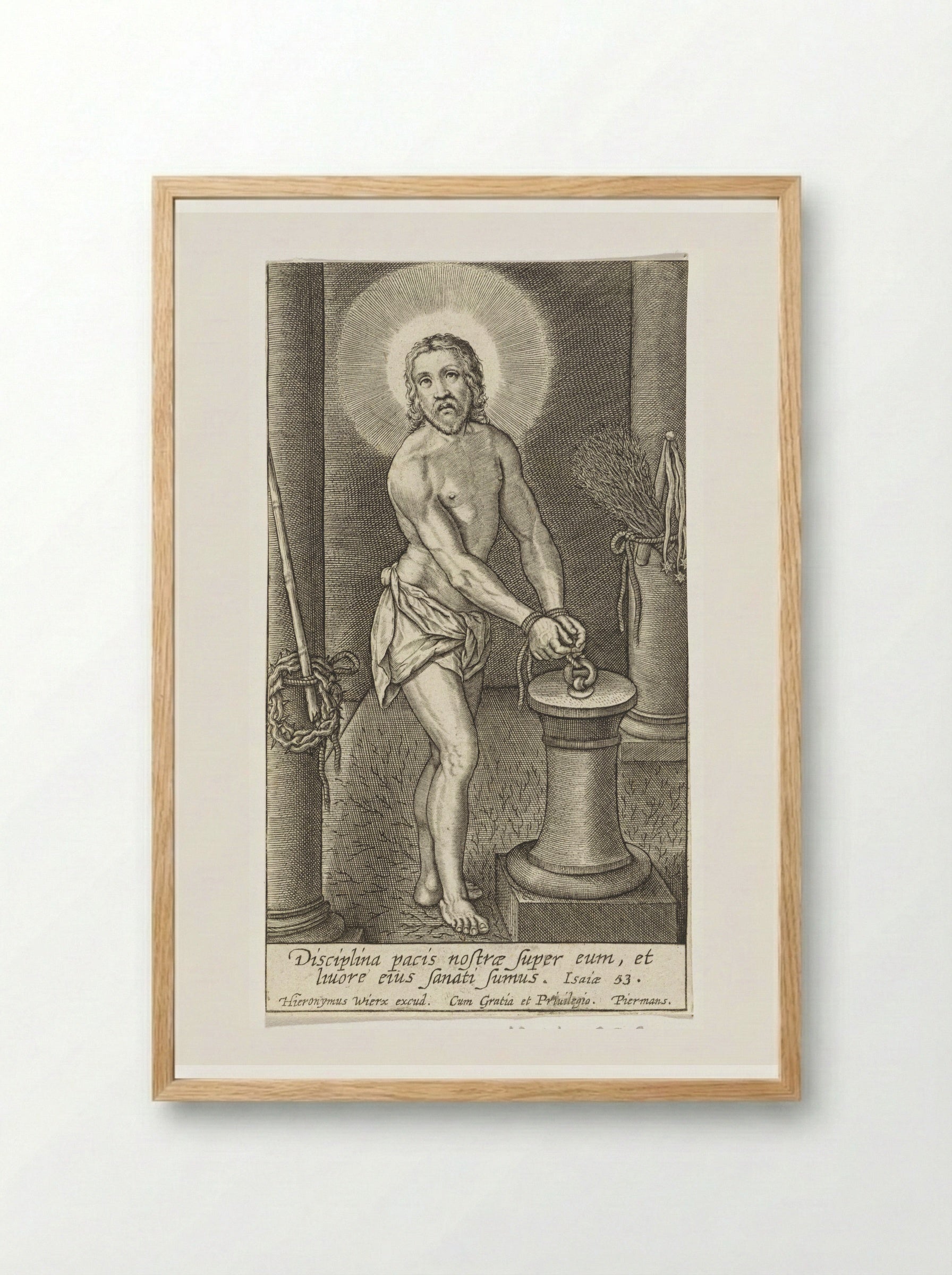 Christ at the Column - Hieronymus Wierix - Framed Print Wood