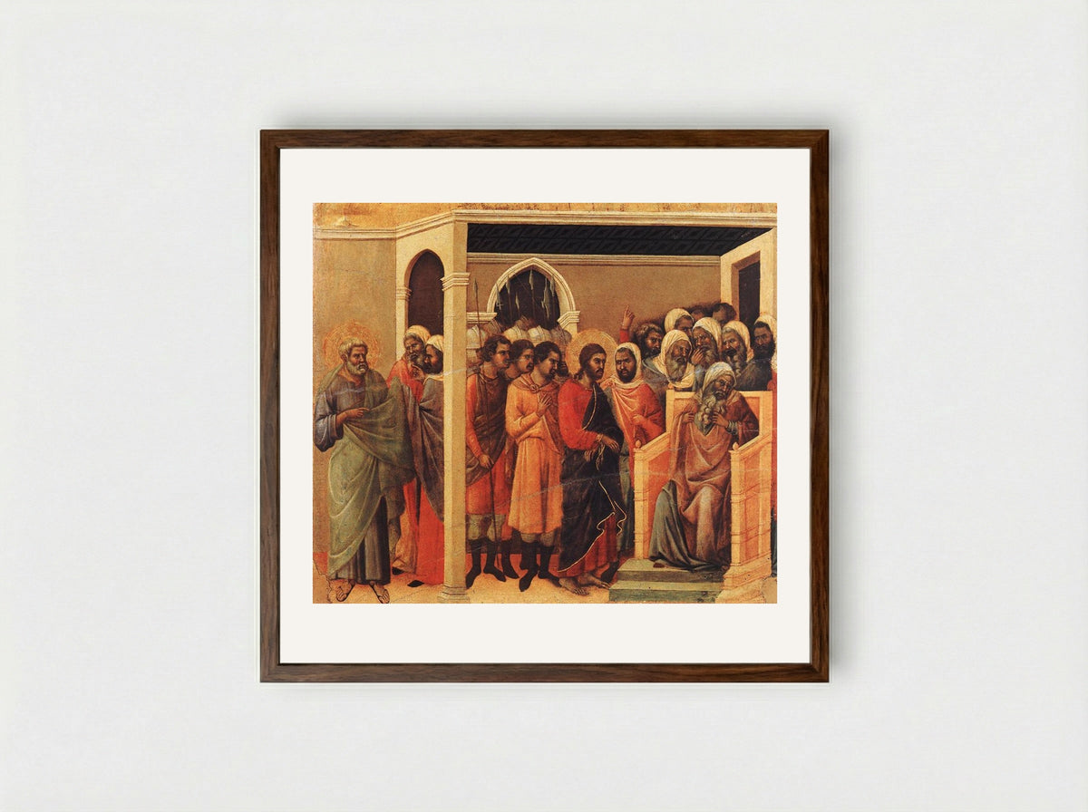 Christ before Caiaphas - Duccio di Buoninsegna - Framed Print Dark Wood