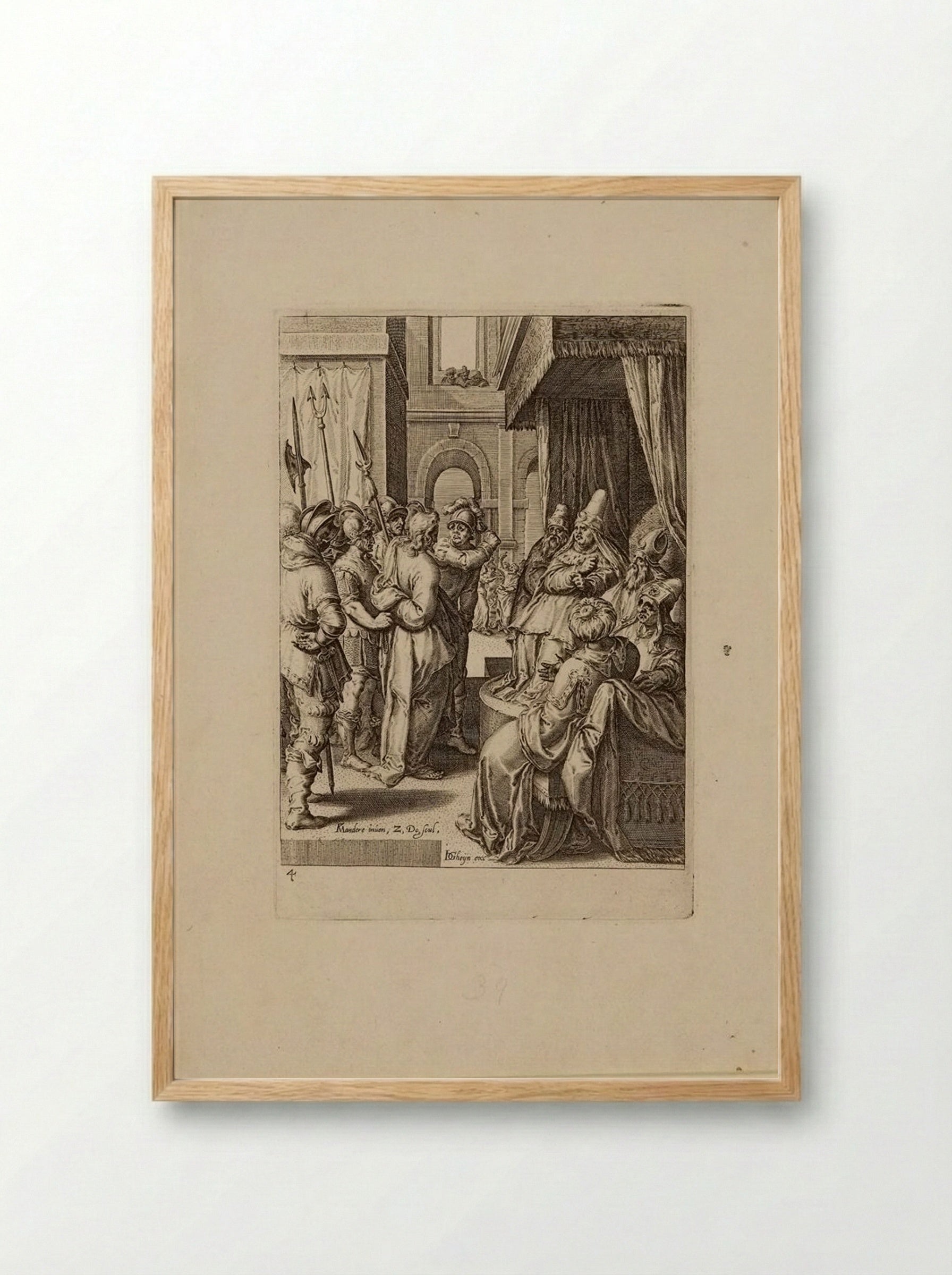 Christ before Caiaphas - Zacharias Dolendo - Framed Print Wood