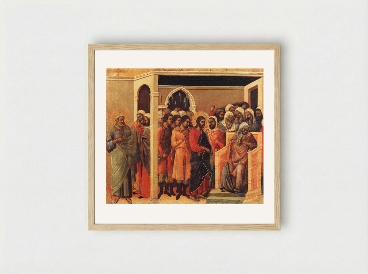 Christ before Caiaphas - Duccio di Buoninsegna - Framed Print Wood