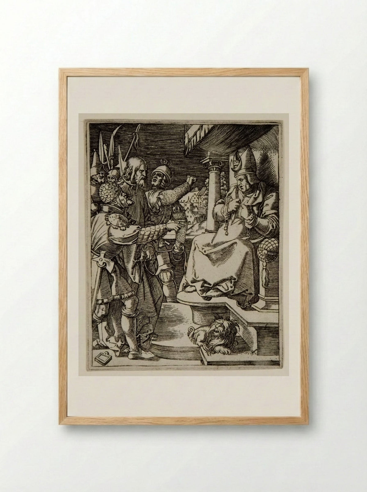 Christ before Caiphas - Marcantonio Raimondi - Framed Print Wood