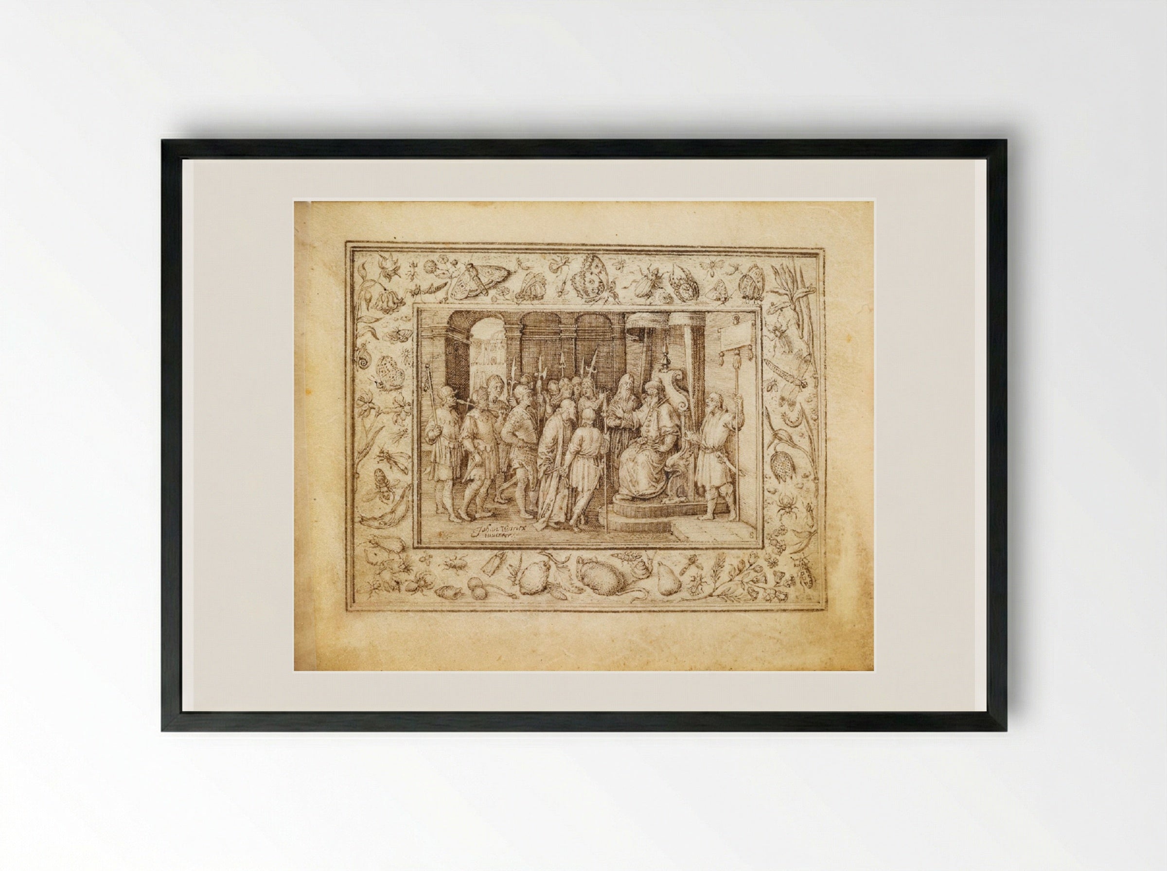 Christ before Pilate - Johannes Wierix - Framed Print Black