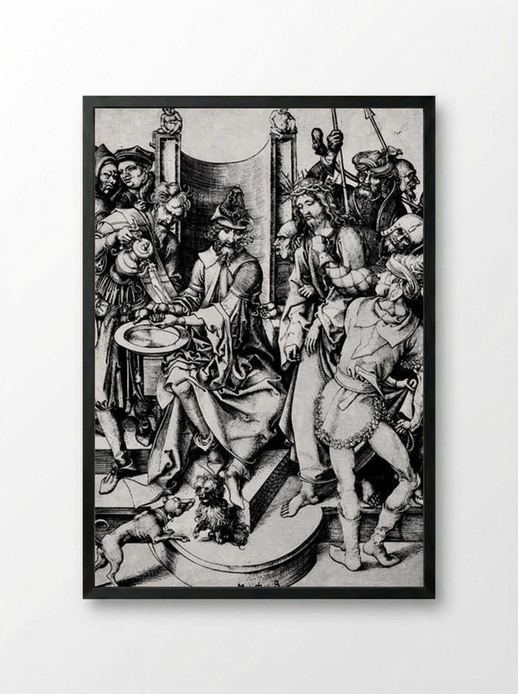 Christ before Pilate - Martin Schongauer - Framed Print Black