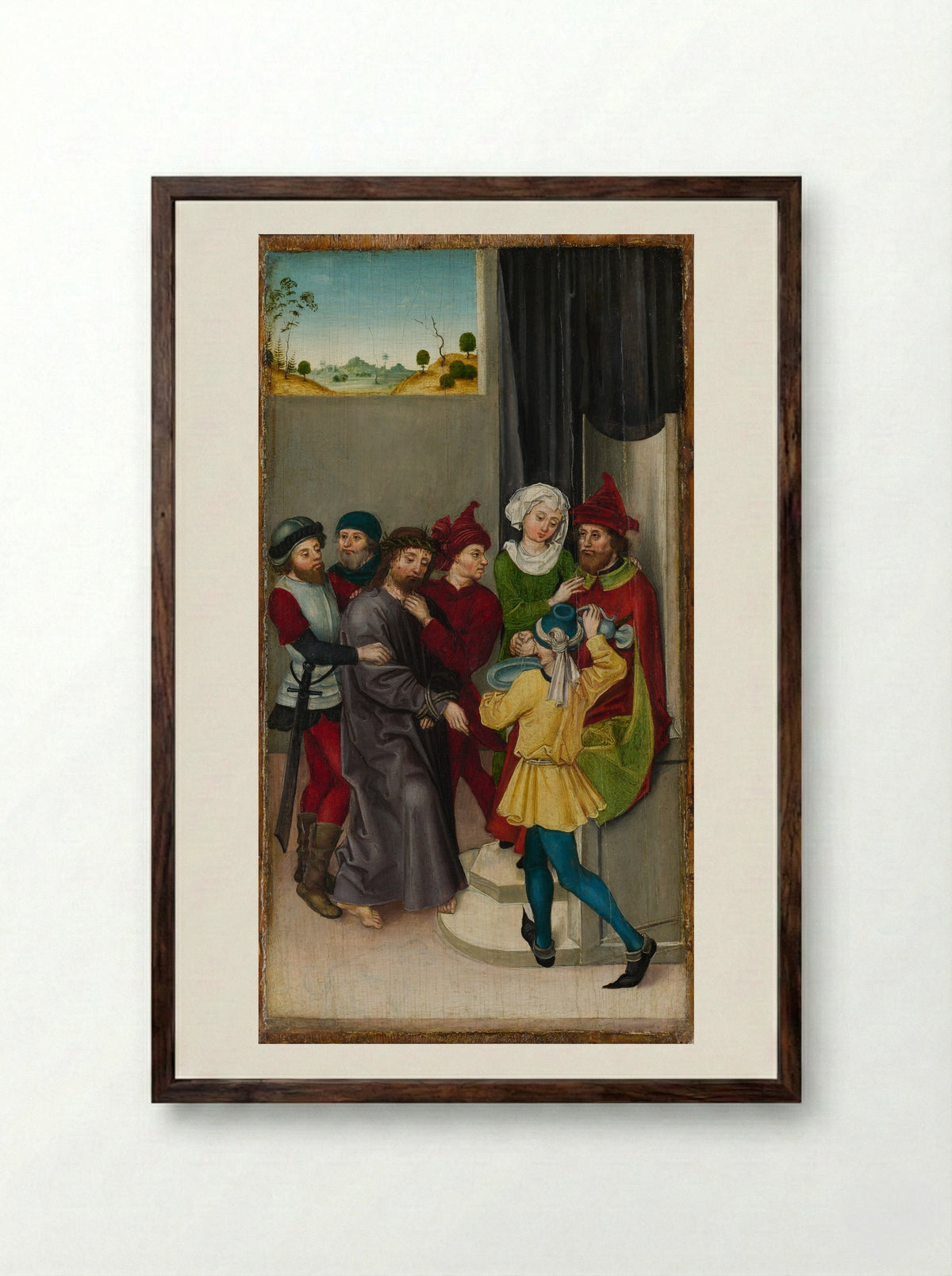 Christ before Pilate - Ludwig Schongauer - Framed Print Dark Wood
