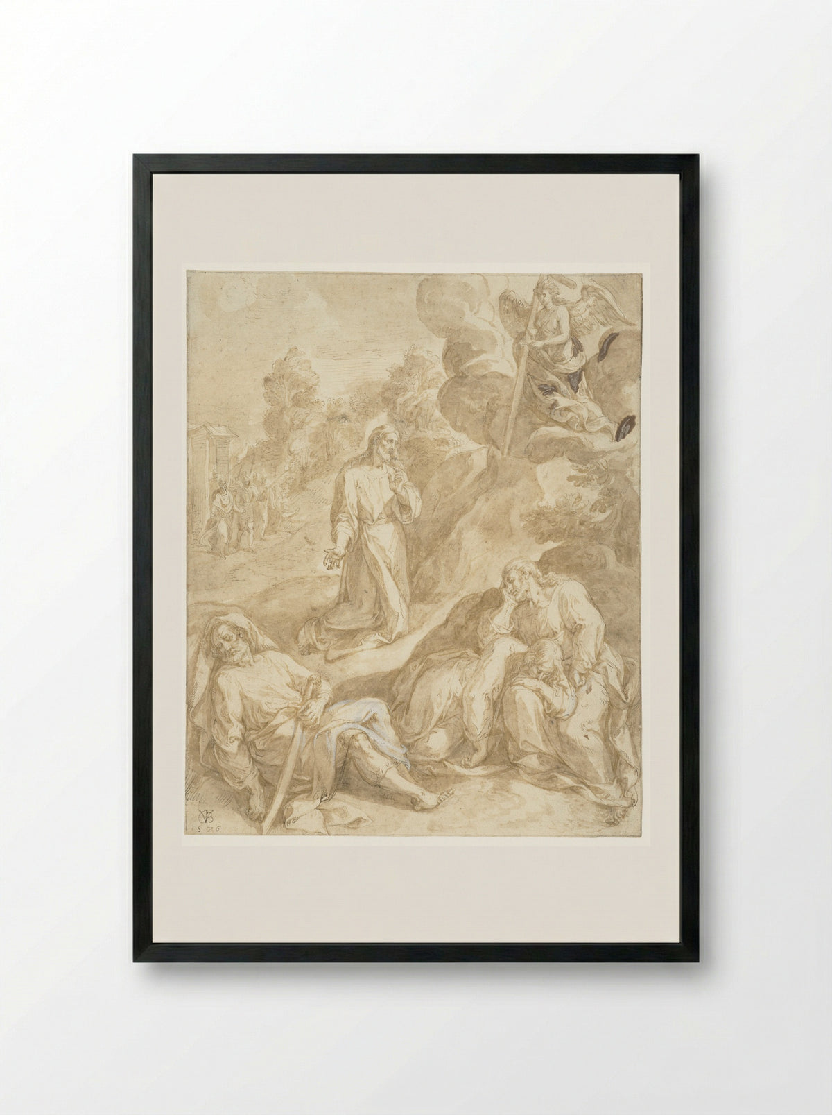 Christ in Gethsemane - Chrispijn van den Broeck - Framed Print Black