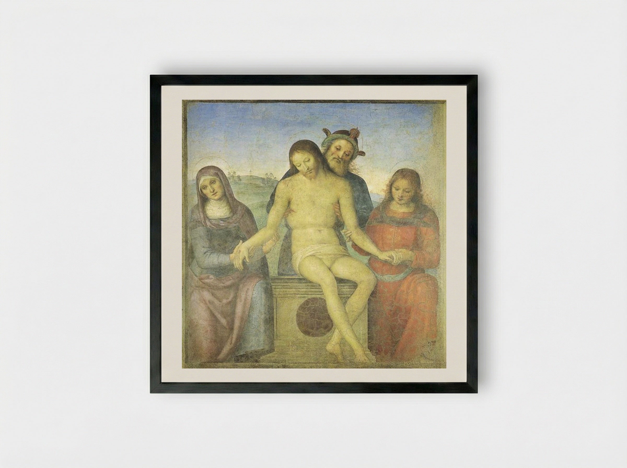 Christ in Pieta - Pietro Perugino - Framed Print Black