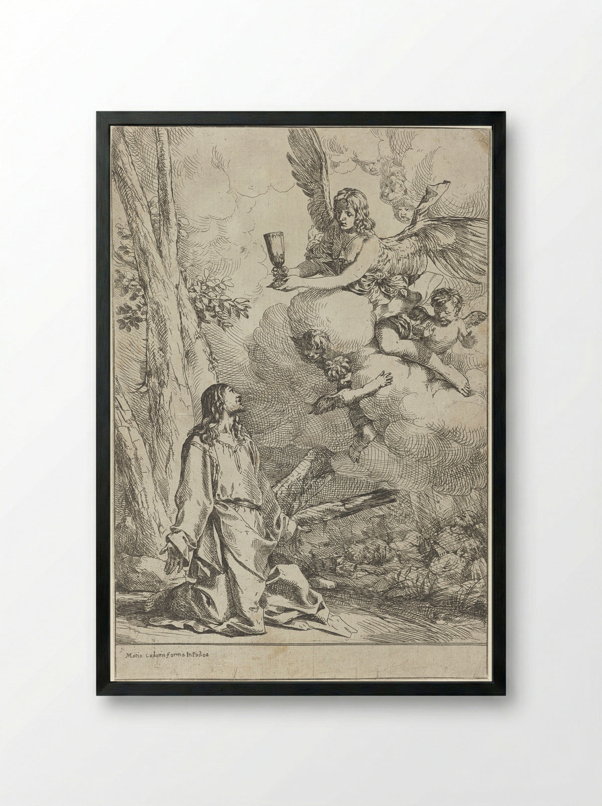 Christ in the Garden of Gethsemane - Giulio Carpioni - Framed Print Black