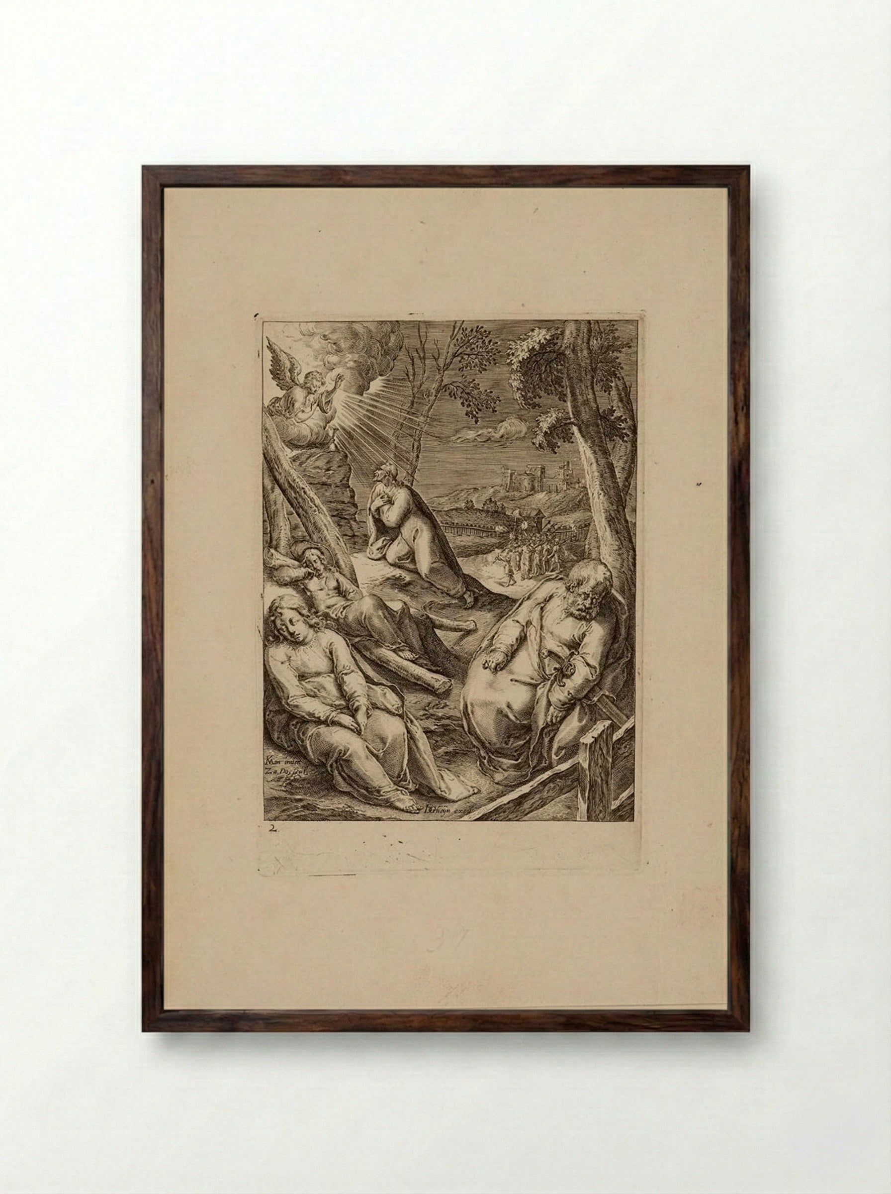 Christ in the Garden of Gethsemane - Zacharias Dolendo - Framed Print Dark Wood