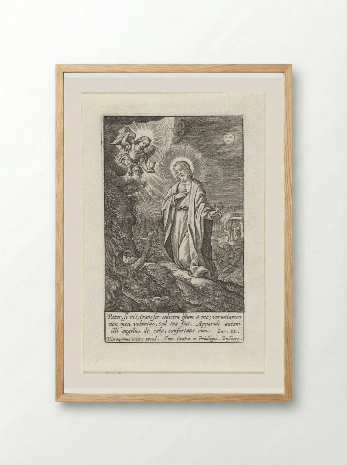 Christ in the Garden of Gethsemane - Hieronymus Wierix - Framed Print Wood