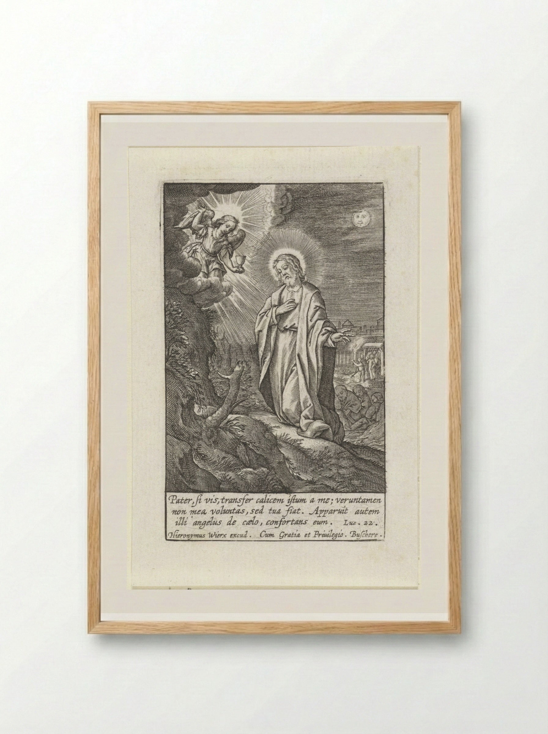 Christ in the Garden of Gethsemane - Hieronymus Wierix - Framed Print Wood