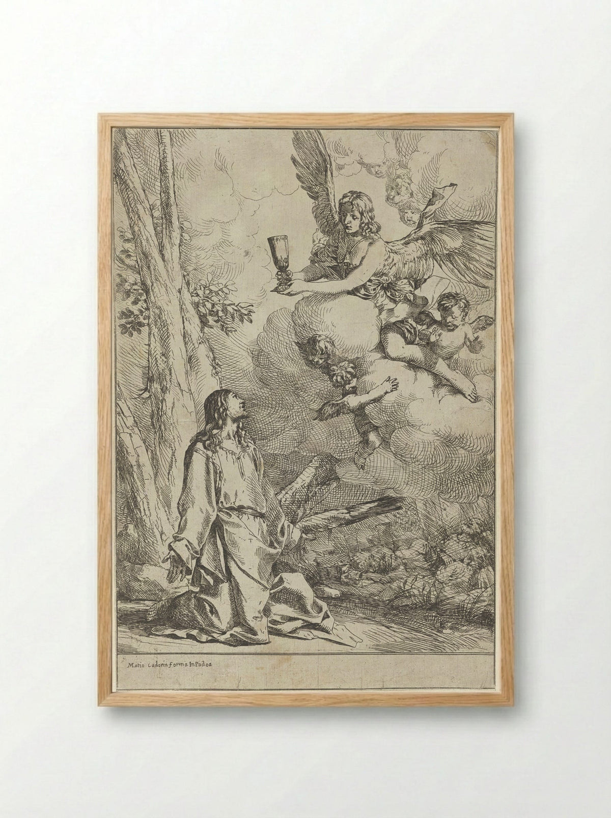 Christ in the Garden of Gethsemane - Giulio Carpioni - Framed Print Wood