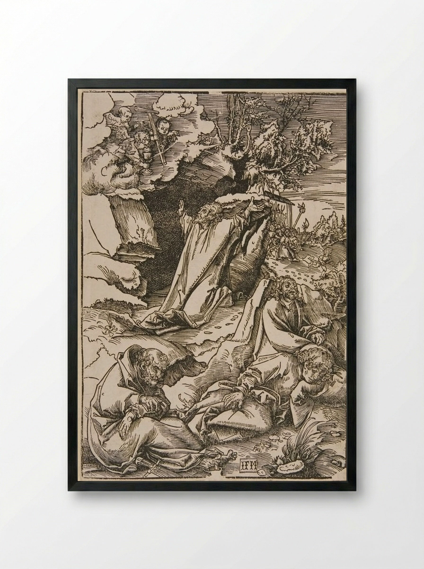Christ in the Garden - Lucas Cranach the Elder - Framed Print Black