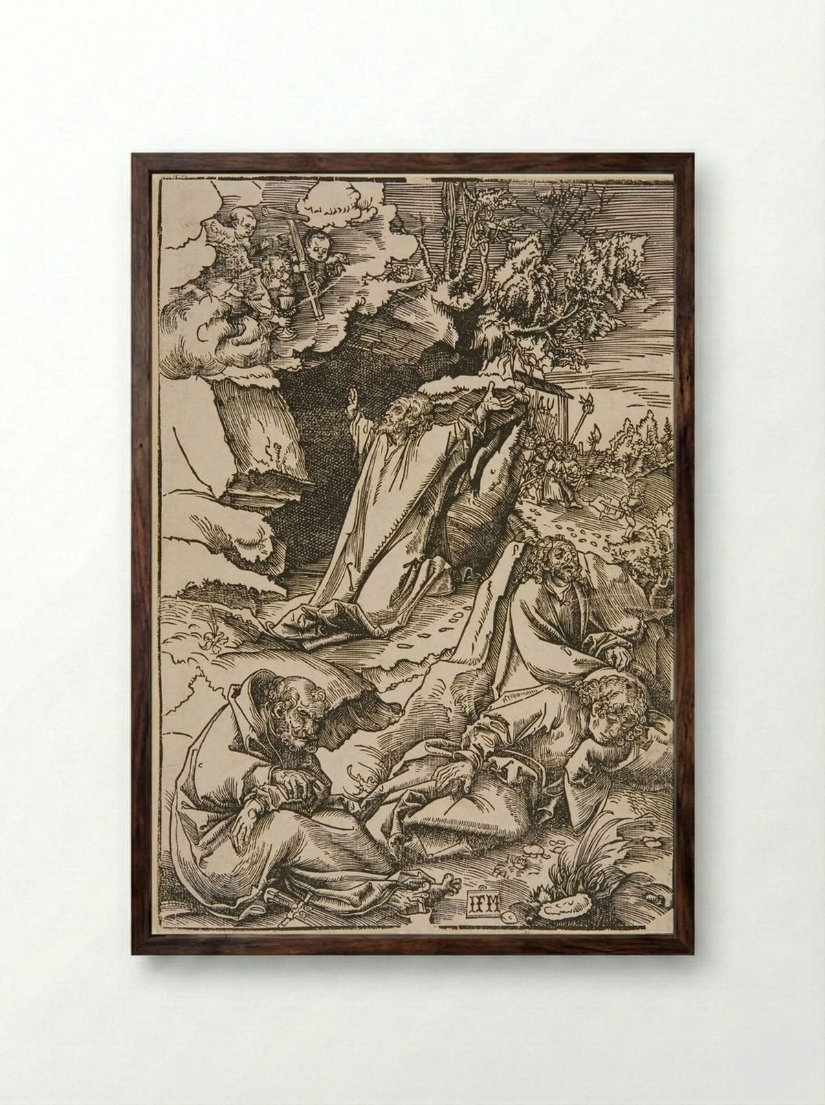 Christ in the Garden - Lucas Cranach the Elder - Framed Print Dark Wood