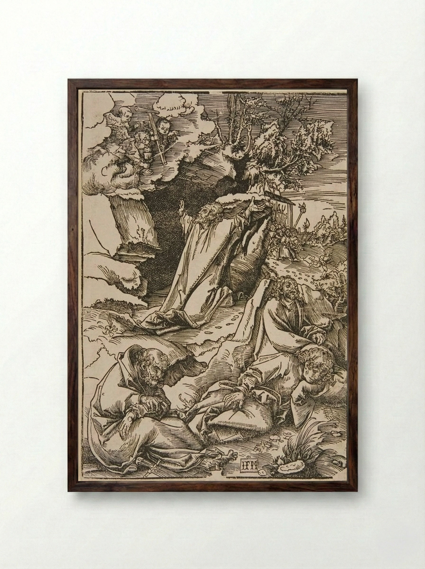 Christ in the Garden - Lucas Cranach the Elder - Framed Print Dark Wood