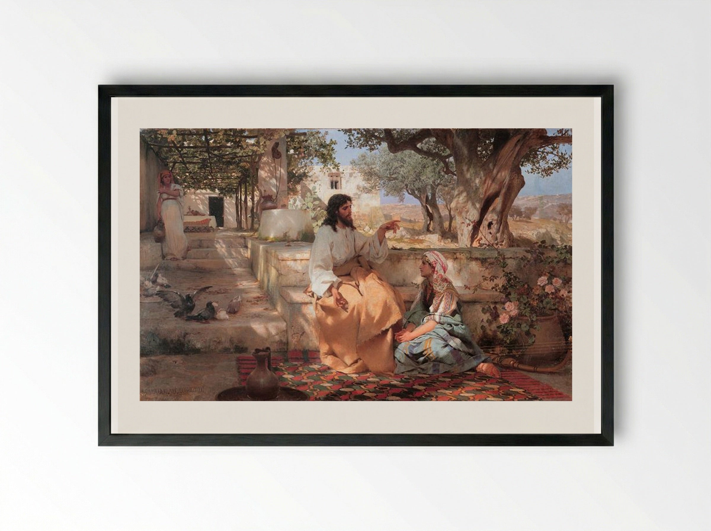 Christ in the House of Martha and Mary - Henryk Siemiradzki - Framed Print Black