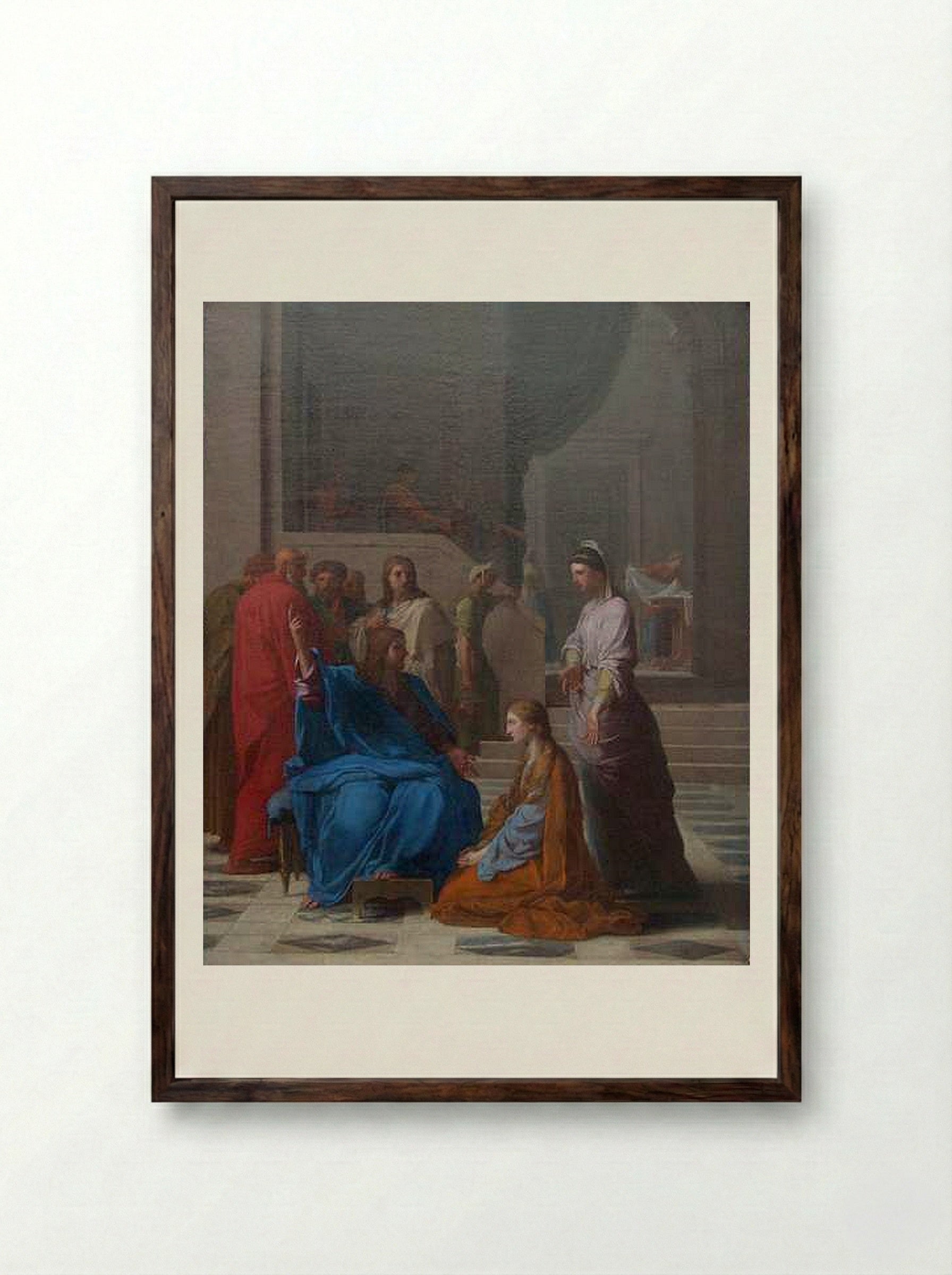 Christ in the House of Martha and Mary - Eustache Le Sueur - Framed Print Dark Wood