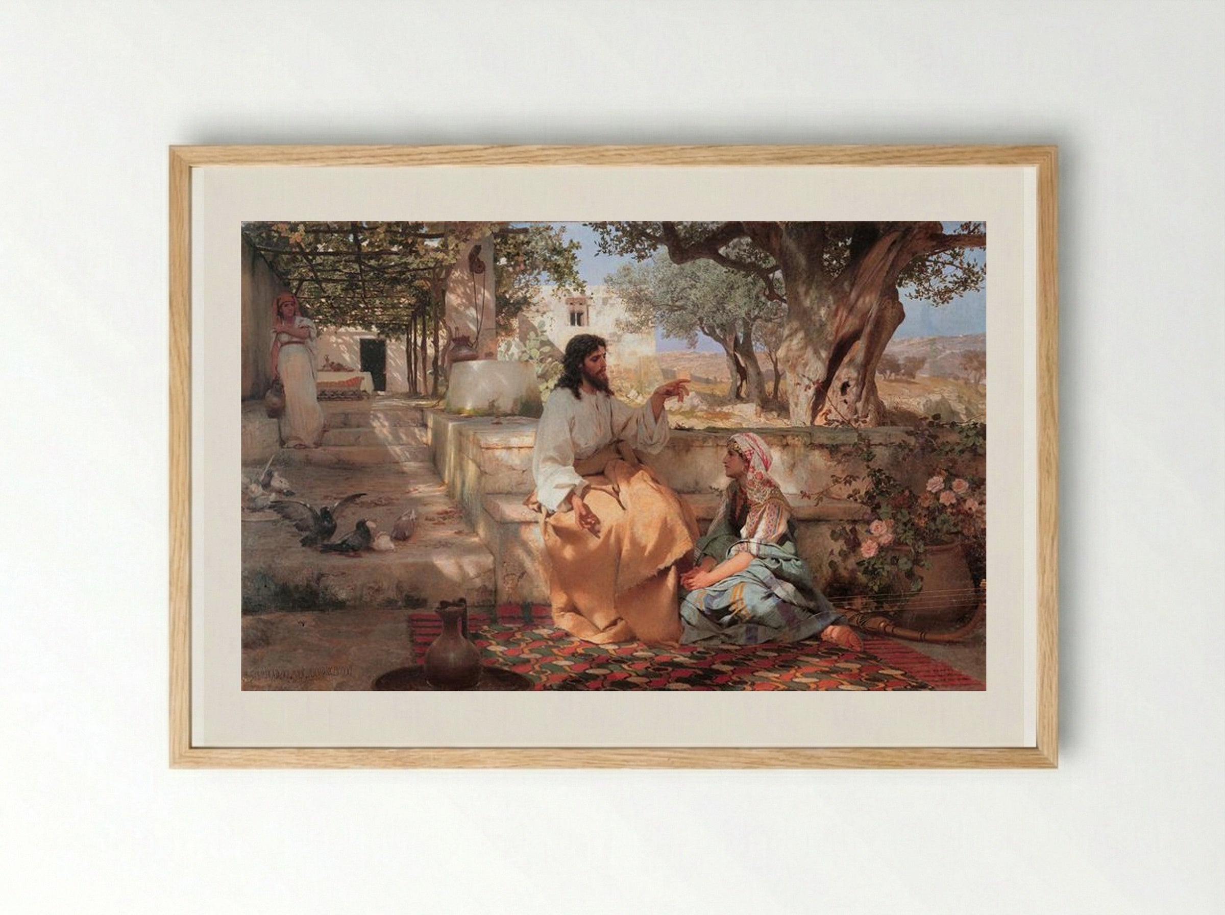 Christ in the House of Martha and Mary - Henryk Siemiradzki - Framed Print Wood