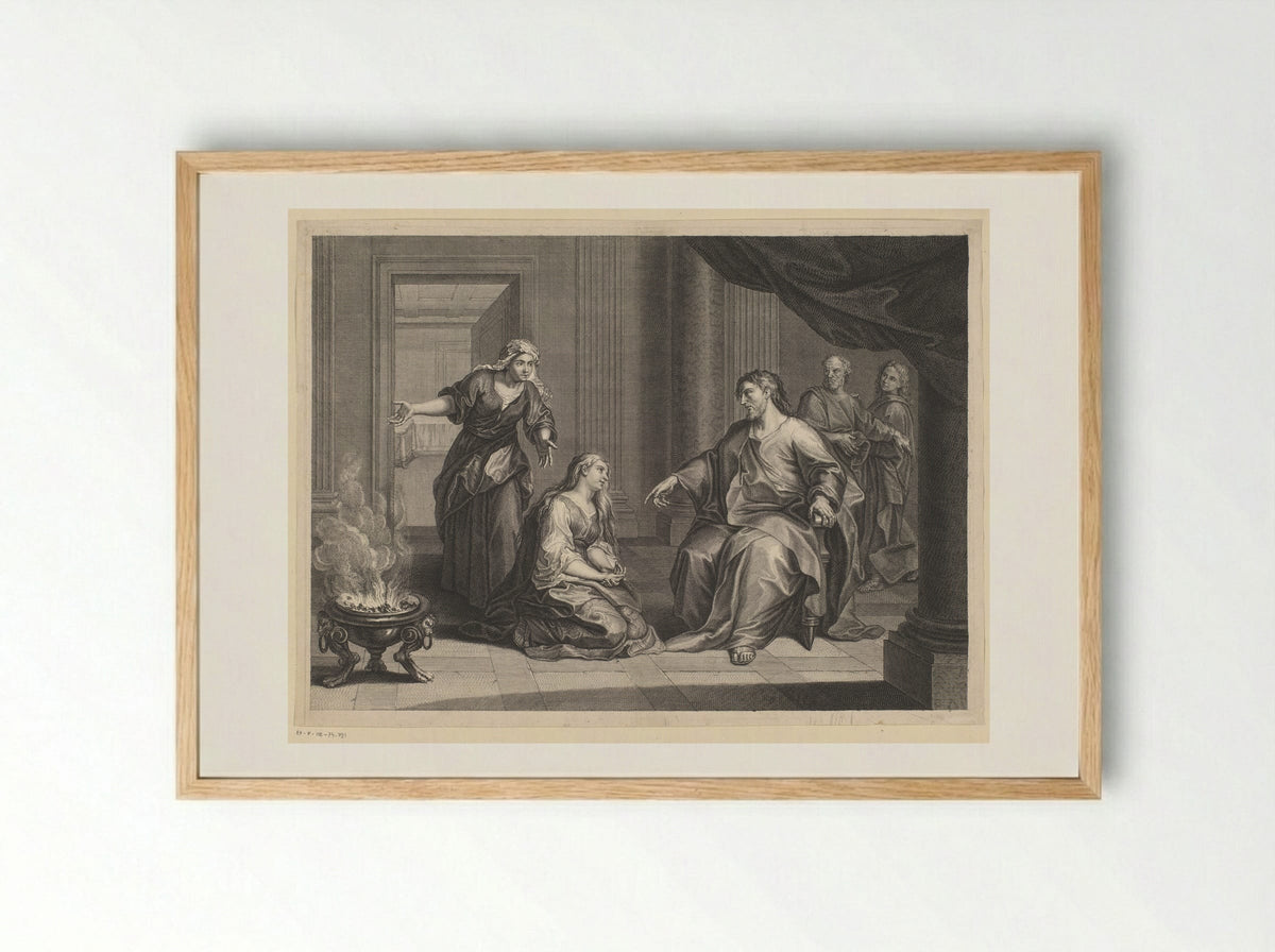 Christ in the House of Martha and Mary - Louis Simonneau - Framed Print Wood