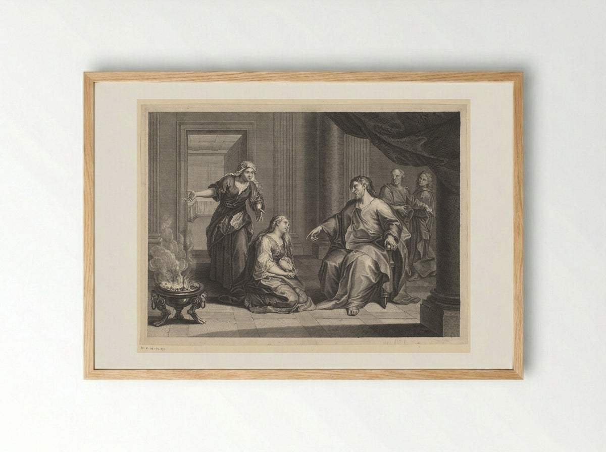 Christ in the House of Martha and Mary - Louis Simonneau - Framed Print Wood