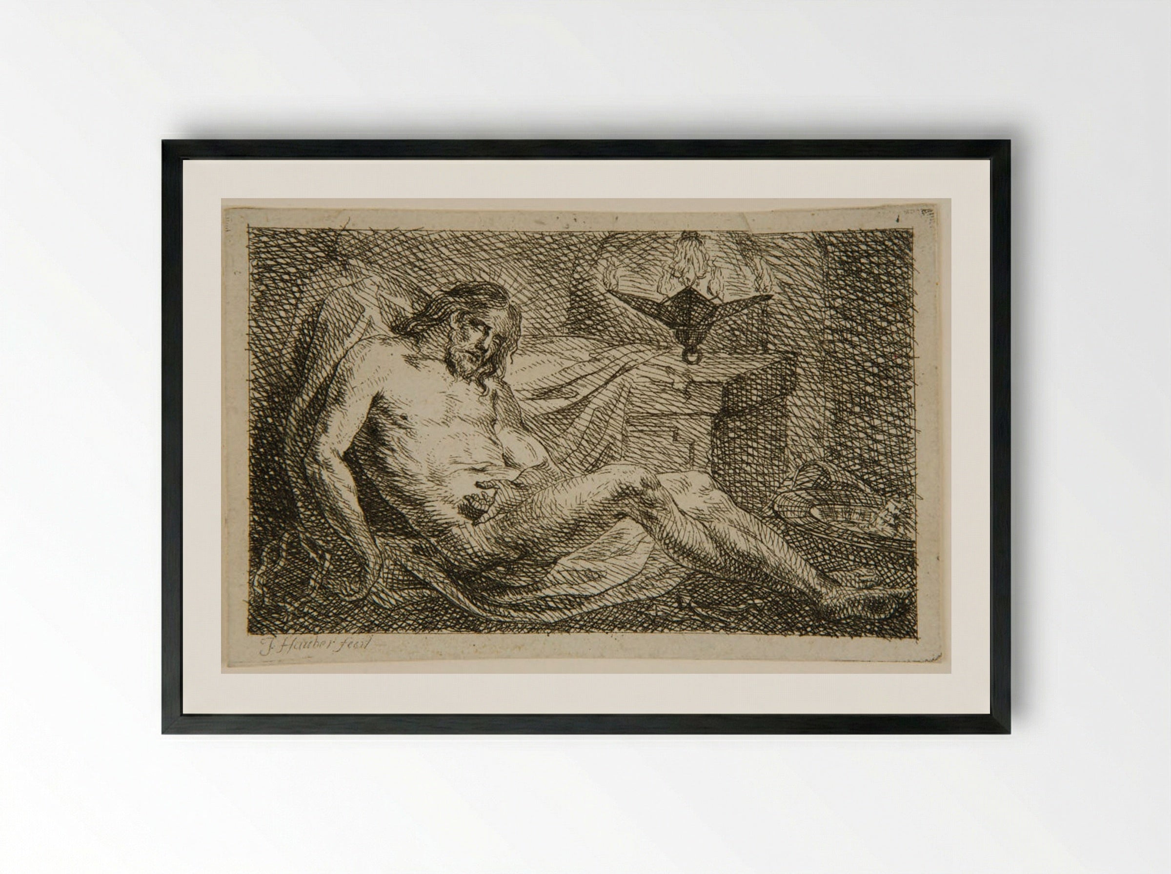 Christ in the Tomb - Joseph Hauber - Framed Print Black