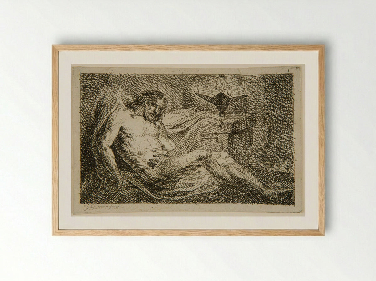 Christ in the Tomb - Joseph Hauber - Framed Print Wood