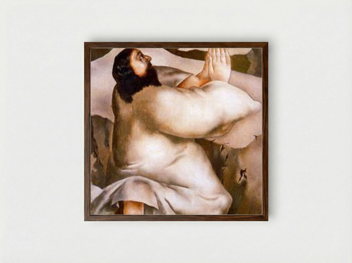 Christ in the Wilderness - Ivan Kramskoy - Framed Print Dark Wood