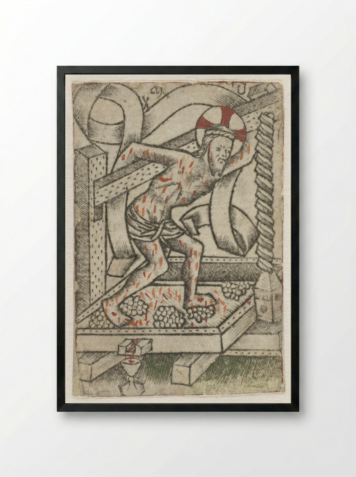 Christ in the Winepress - Meester van het Martyrium der Tienduizend - Framed Print Black