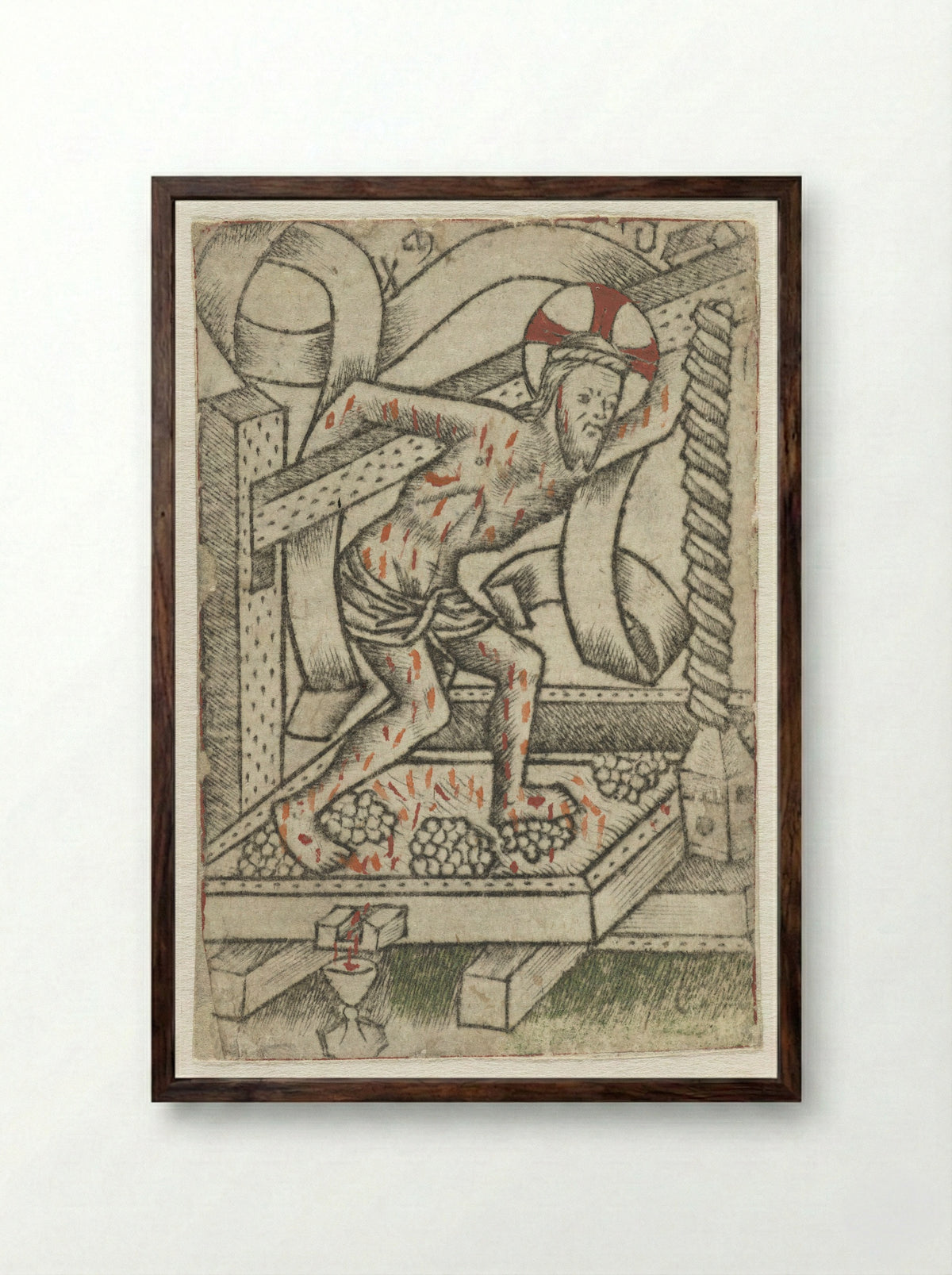 Christ in the Winepress - Meester van het Martyrium der Tienduizend - Framed Print Dark Wood