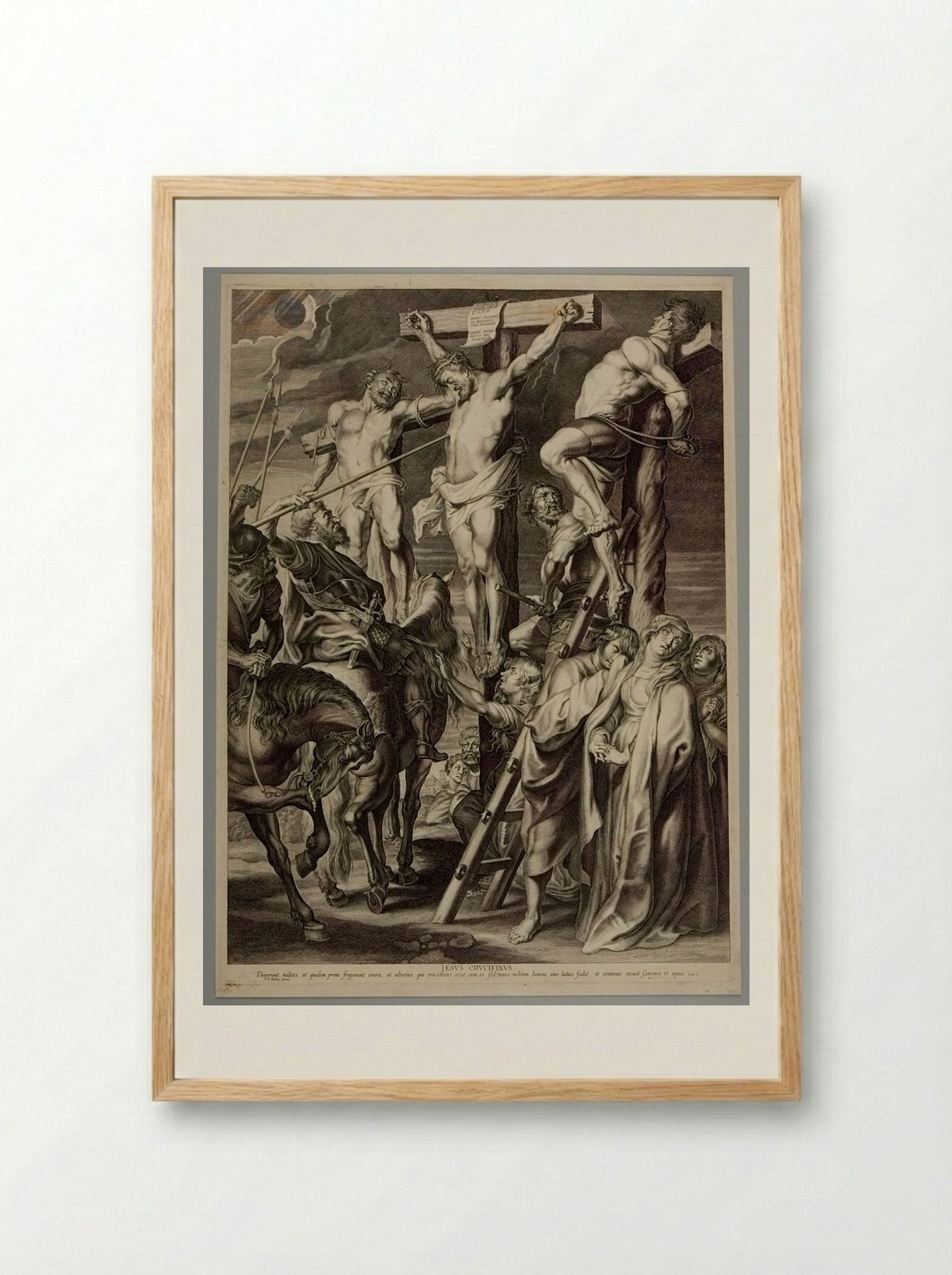 Christ on the Cross between Two Thieves - Boetius Adamsz. Bolswert - Framed Print Wood