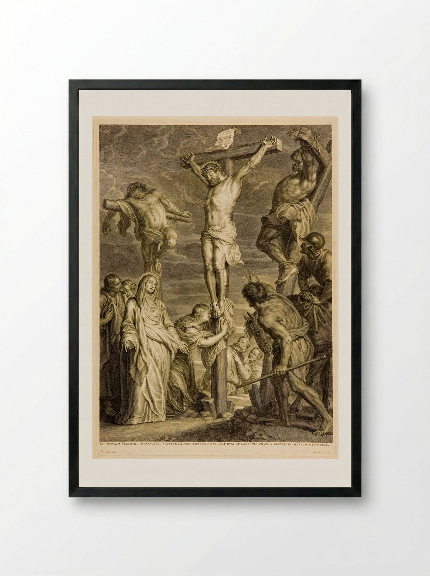 Christ on the Cross between the Two Thieves - Schelte Adamsz. Bolswert - Framed Print Black