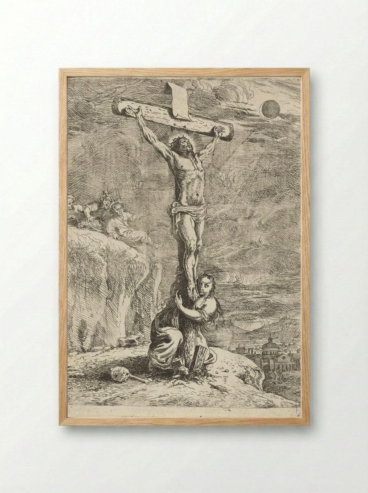 Christ on the Cross with Mary Magdalene - Louis de Deyster - Framed Print Wood