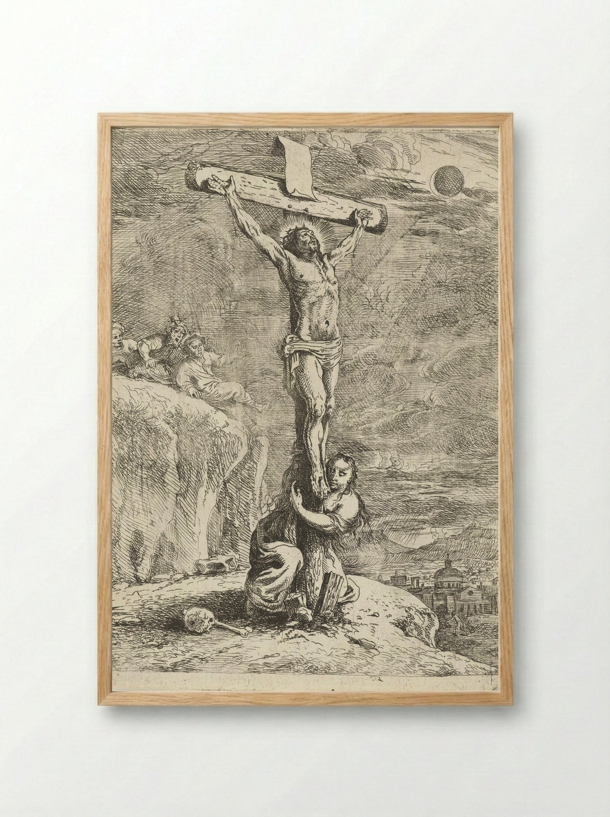 Christ on the Cross with Mary Magdalene - Louis de Deyster - Framed Print Wood
