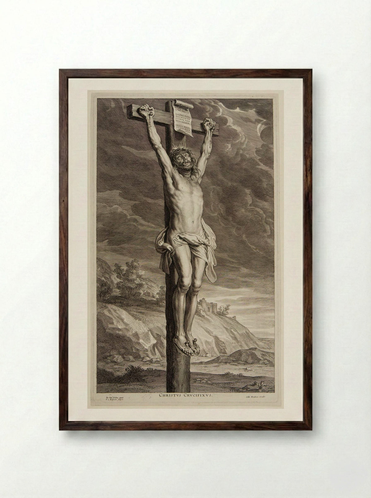 Christ on the Cross - Schelte Adamsz. Bolswert - Framed Print Dark Wood
