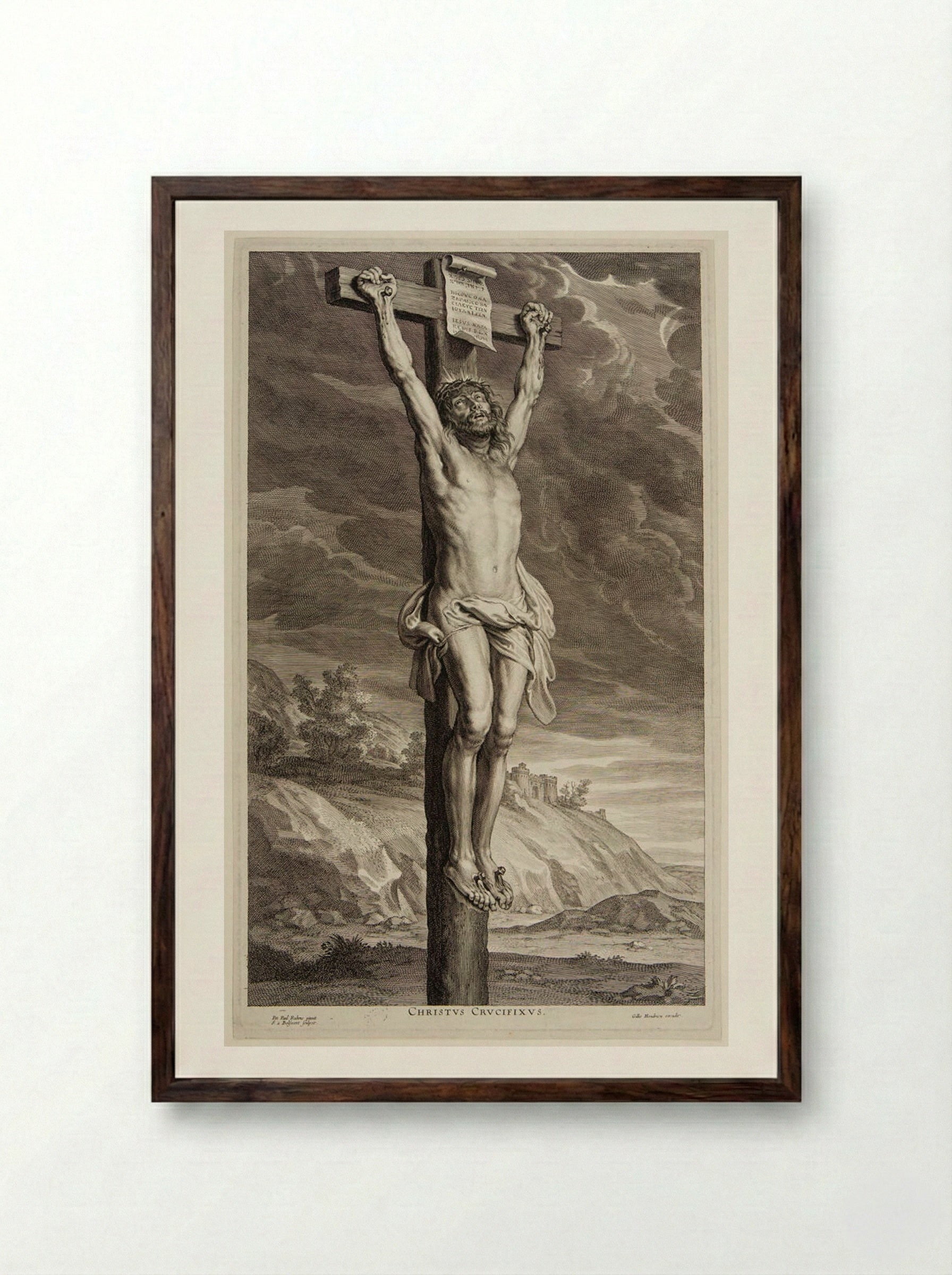 Christ on the Cross - Schelte Adamsz. Bolswert - Framed Print Dark Wood