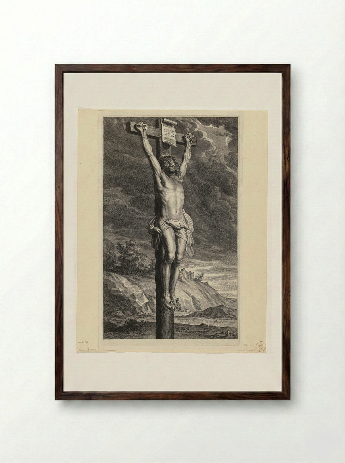 Christ on the Cross - Schelte Adamsz. Bolswert - Framed Print Dark Wood