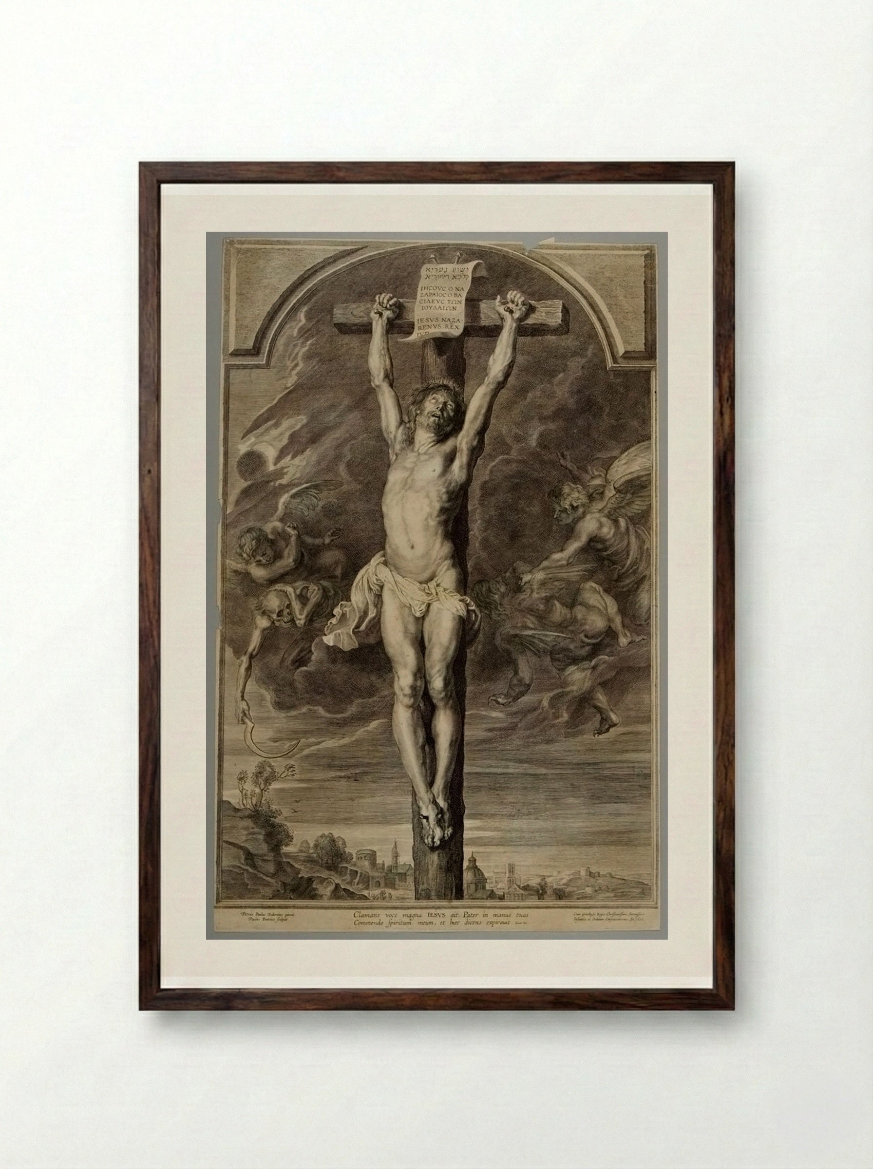 Christ on the Cross - Paulus Pontius - Framed Print Dark Wood