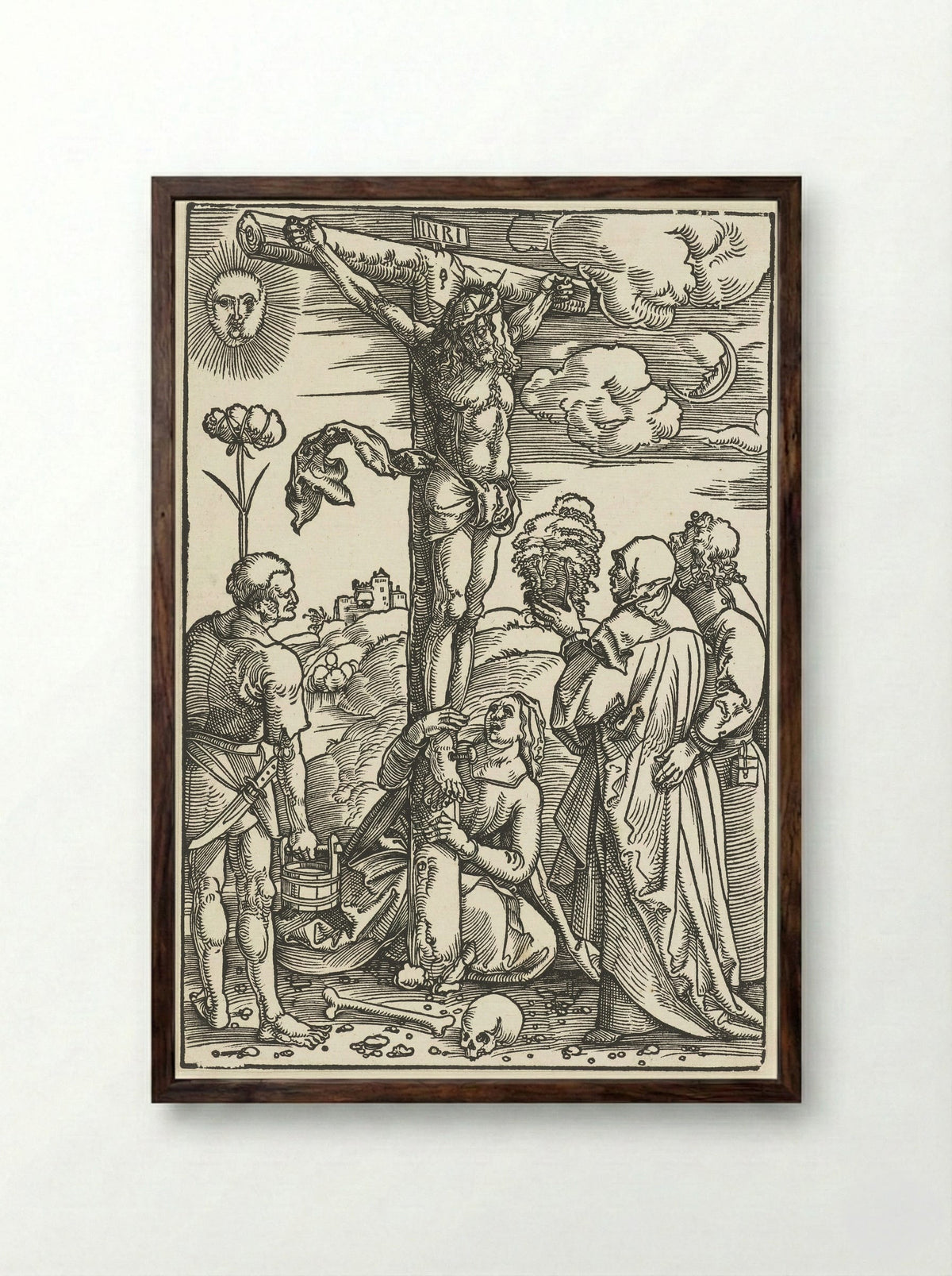 Christ on the Cross - Hans Baldung Grien - Framed Print Dark Wood
