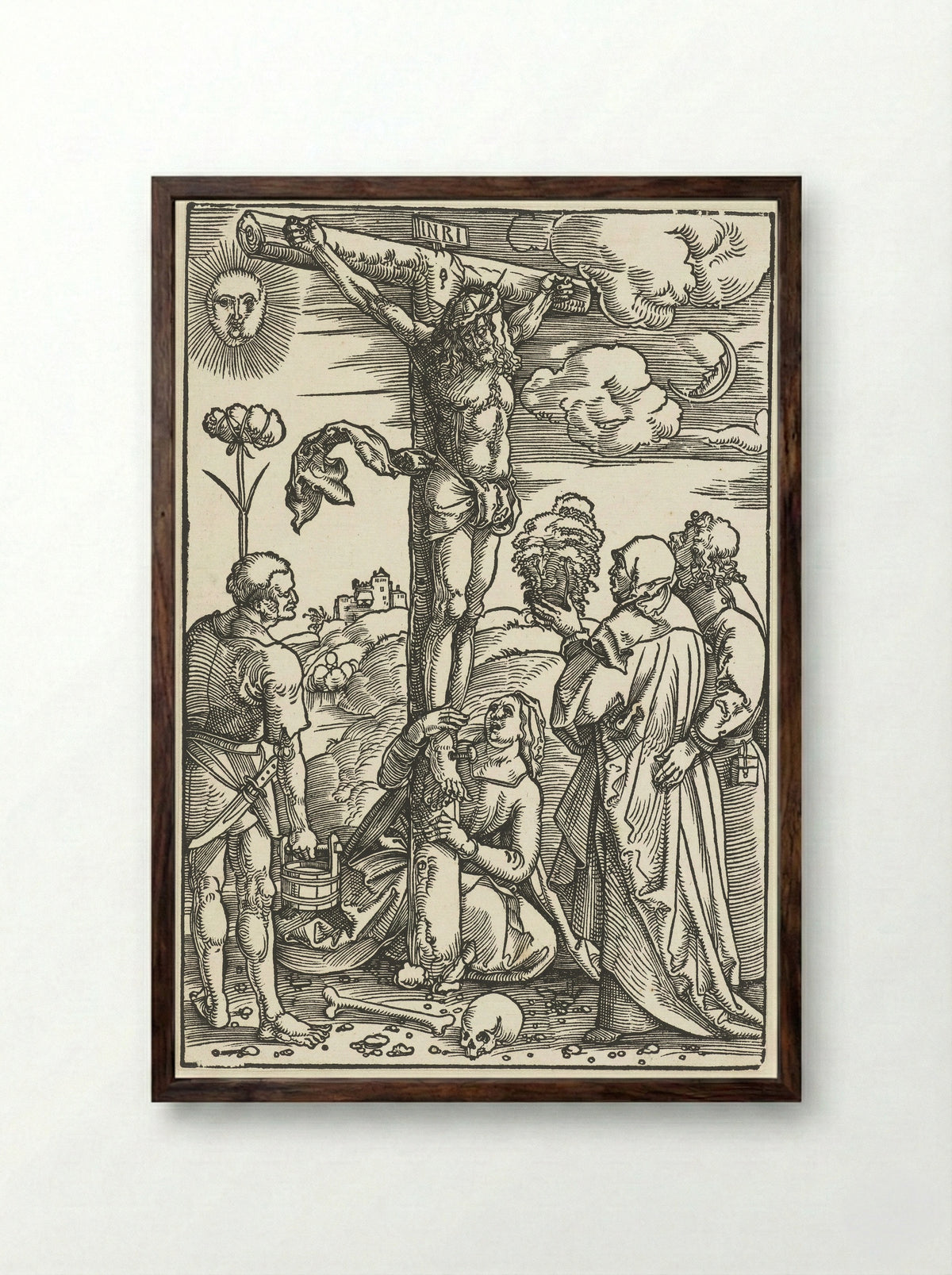 Christ on the Cross - Hans Baldung Grien - Framed Print Dark Wood