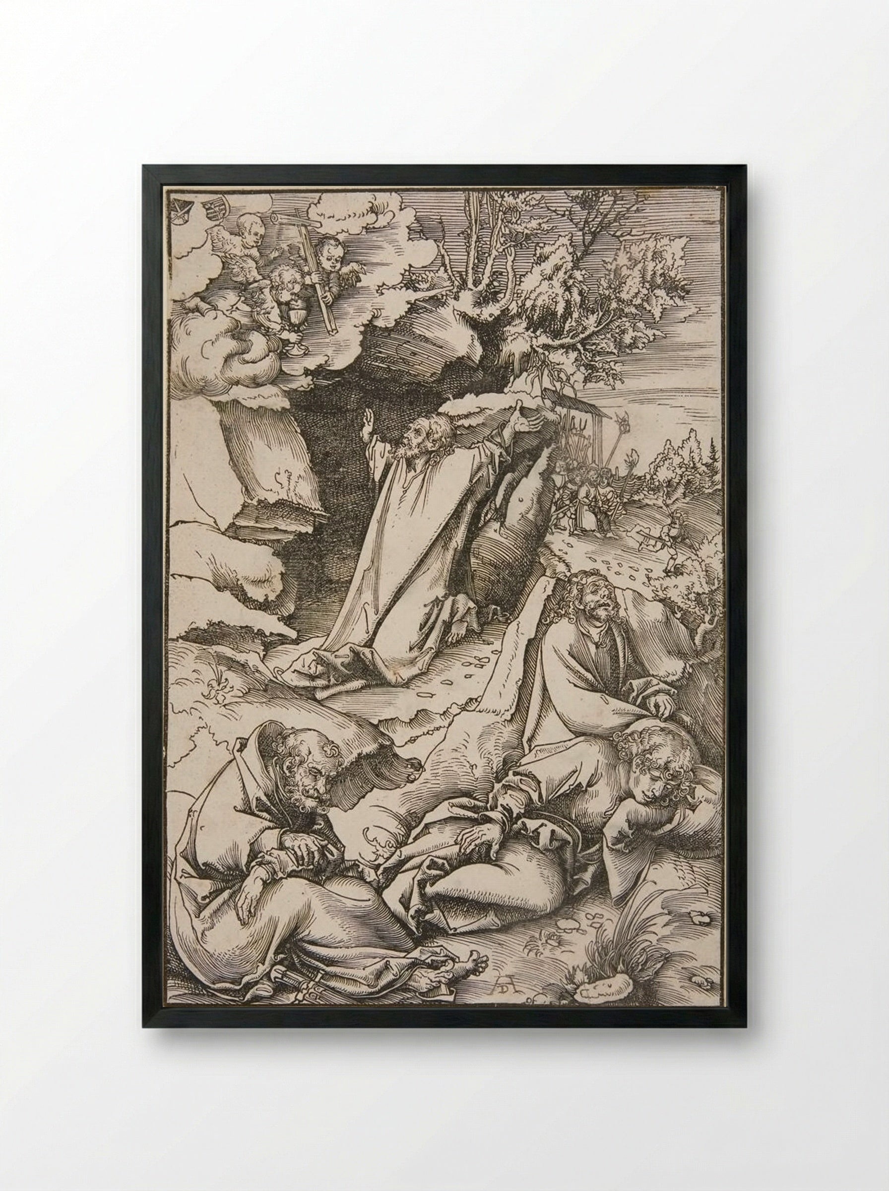 Christ on the Mount of Olives - Lucas Cranach the Elder - Framed Print Black