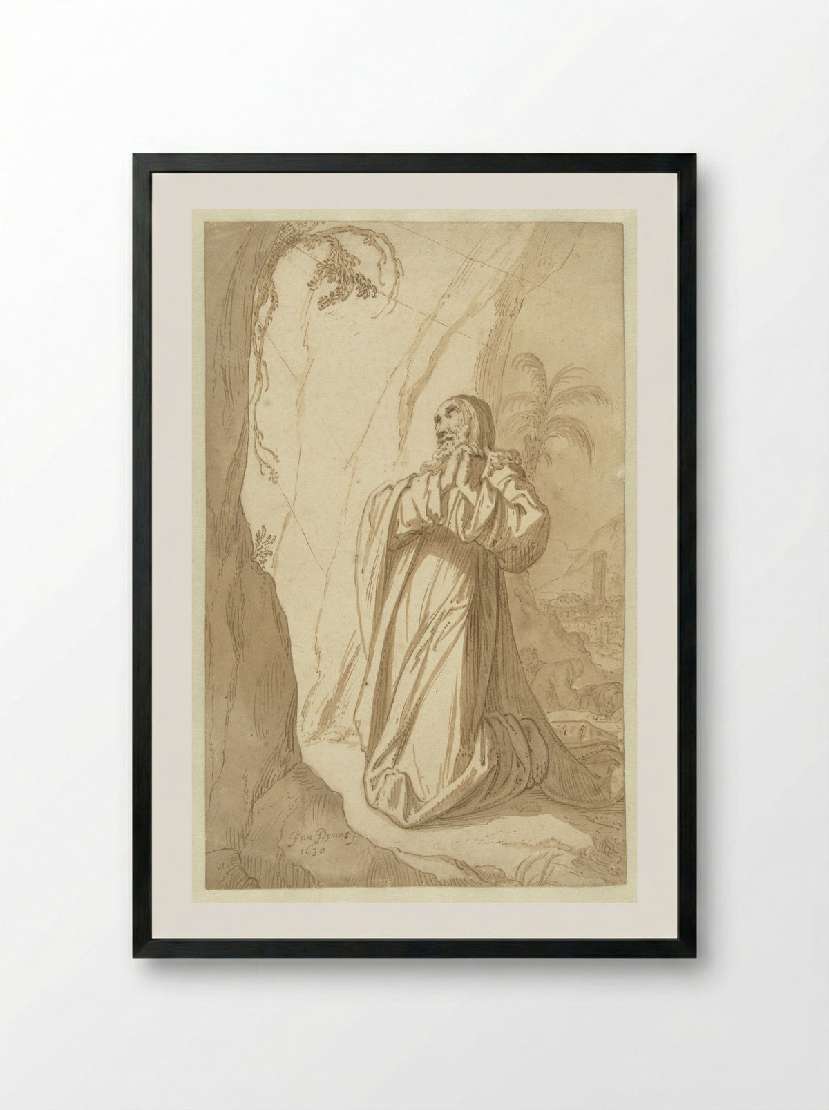Christ on the Mount of Olives - Jan Symonsz Pynas - Framed Print Black