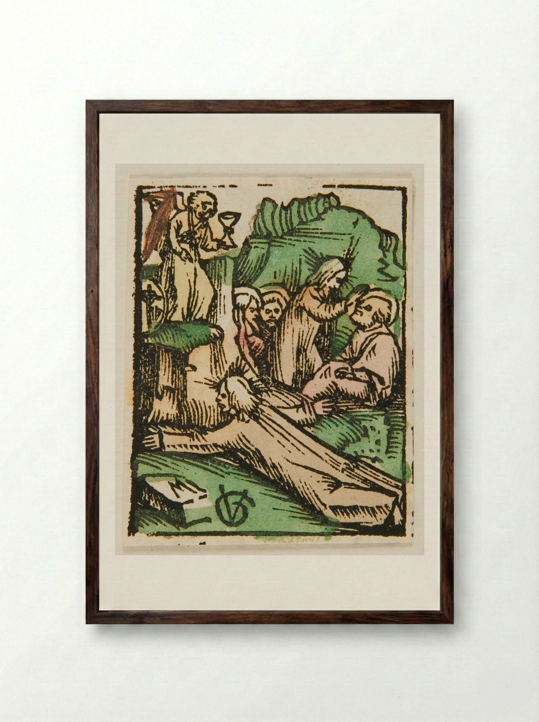 Christ on the Mount of Olives - Urs Graf - Framed Print Dark Wood