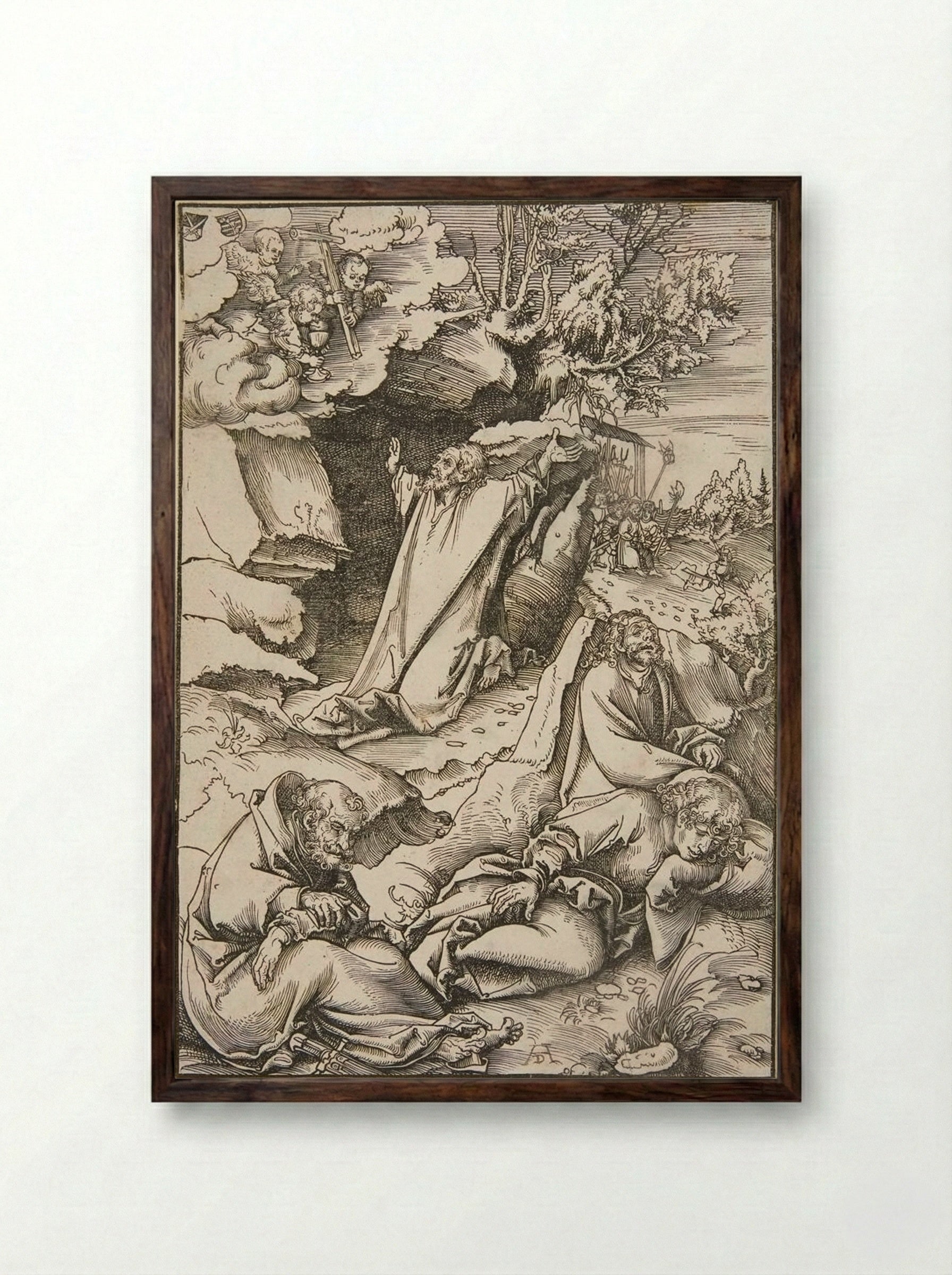Christ on the Mount of Olives - Lucas Cranach the Elder - Framed Print Dark Wood