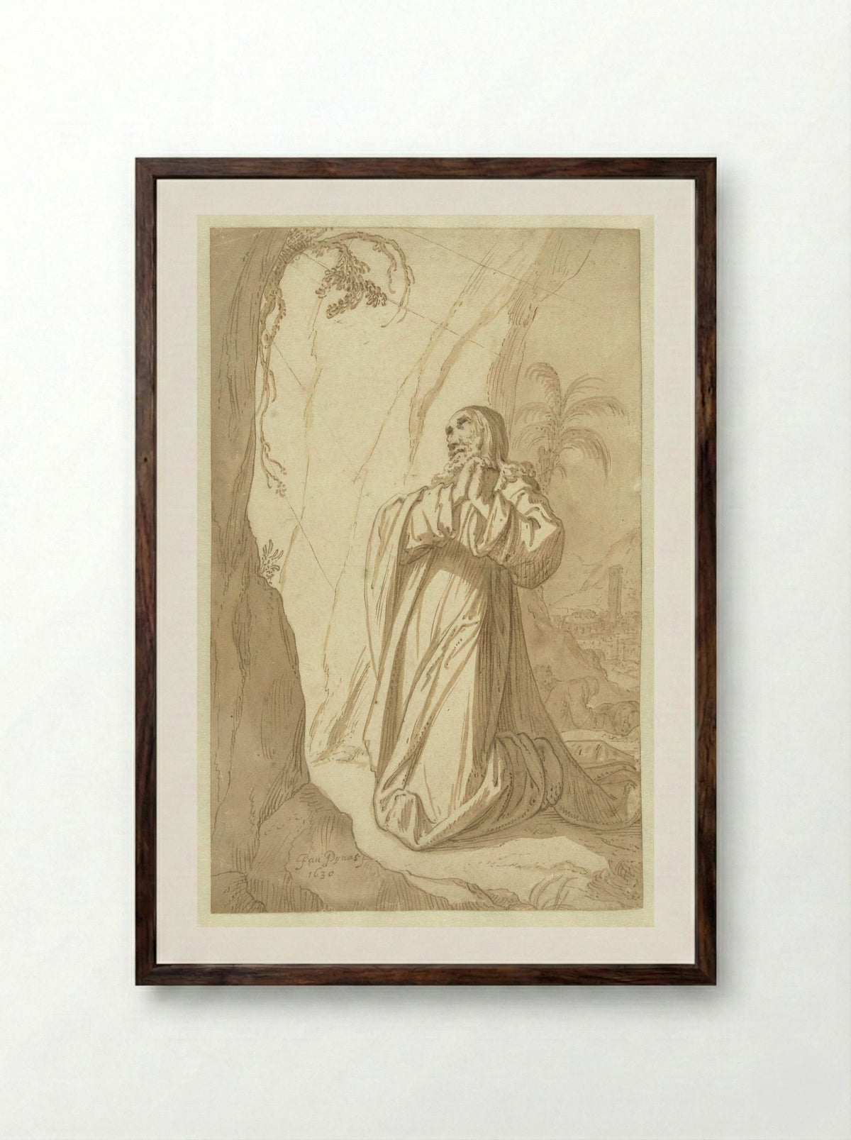 Christ on the Mount of Olives - Jan Symonsz Pynas - Framed Print Dark Wood